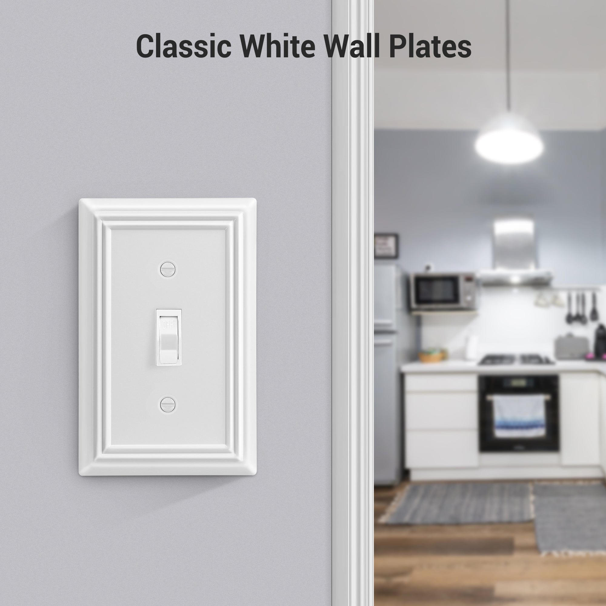 DEWENWILS 4-Pack Toggle Wallplate, Metal Light Switch Covers with White Finish, Heavy Duty Face Plates-HTWP14C