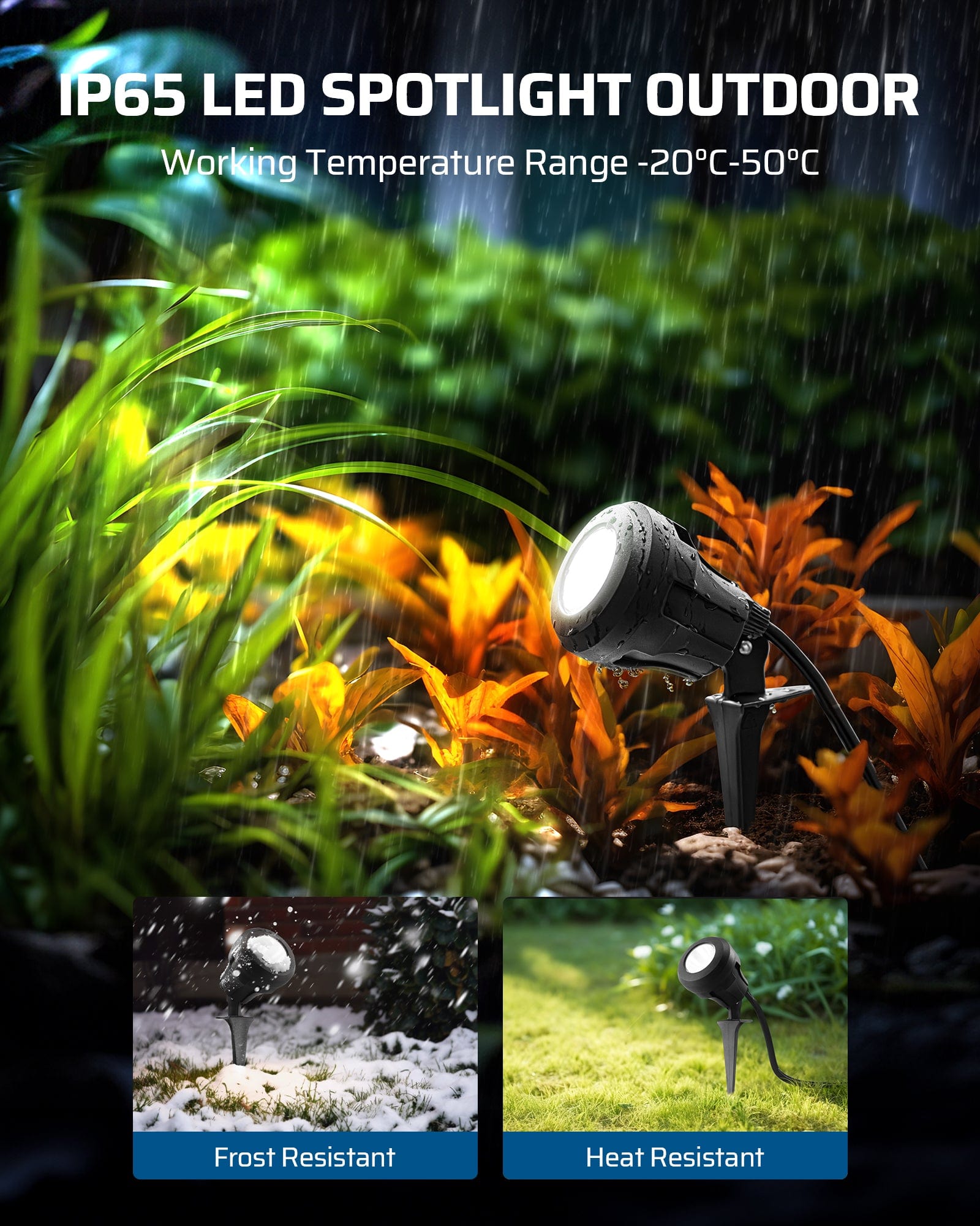 DEWENWILS 120V LED Outdoor Spotlight, 3 Extra Lenses (Red Green Yellow), 4.8W 5000K Plug in Spotlight Outdoor, Waterproof Landscape Light for Yard, Halloween, Christmas Tree Flag Light-HGSL01C