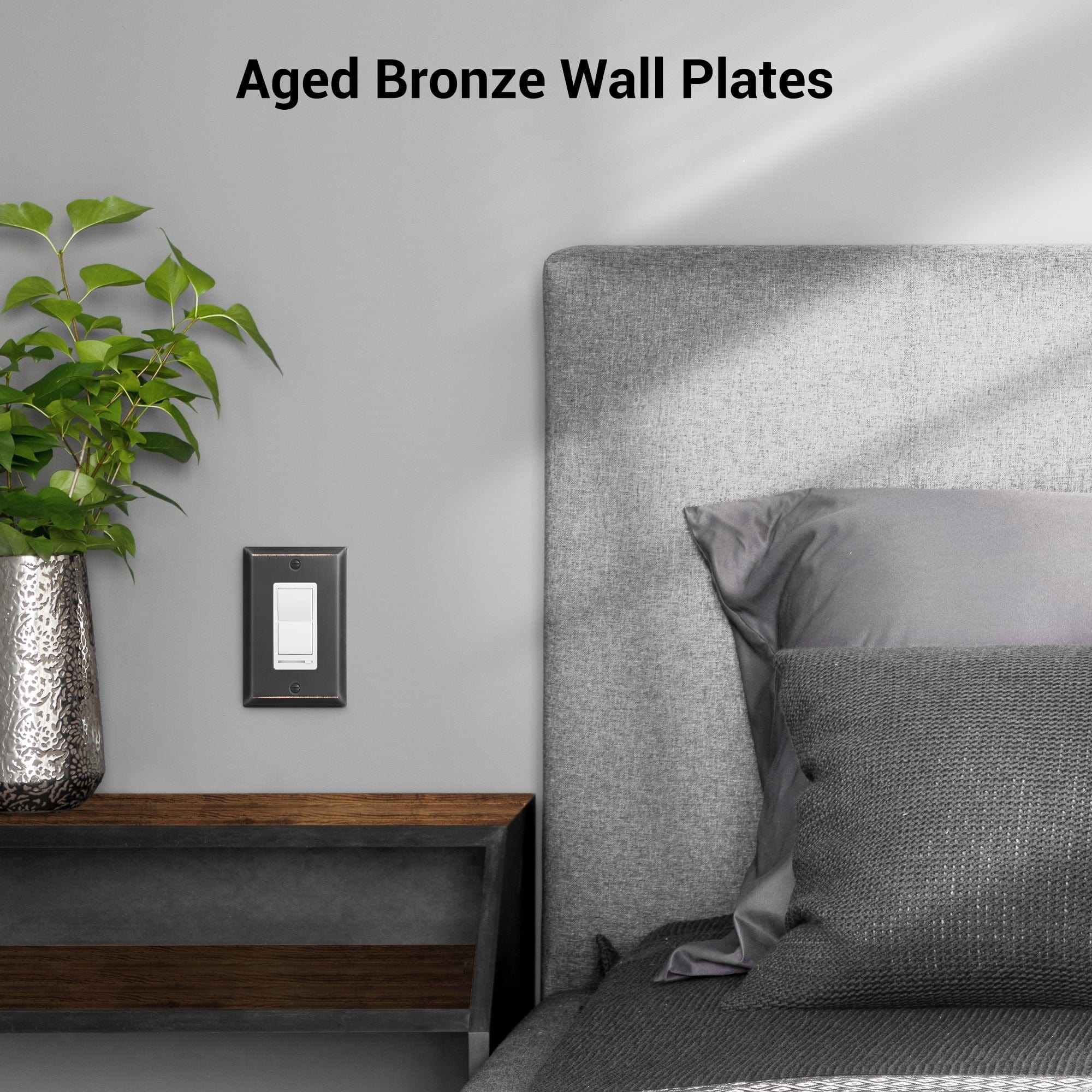 DEWENWILS 4-Pack Decorative Outlet Covers, Aged Bronze Wall Plates for Receptacle, GFCI Outlet, Dimmer Switch, Solid Metal-HRWP02B