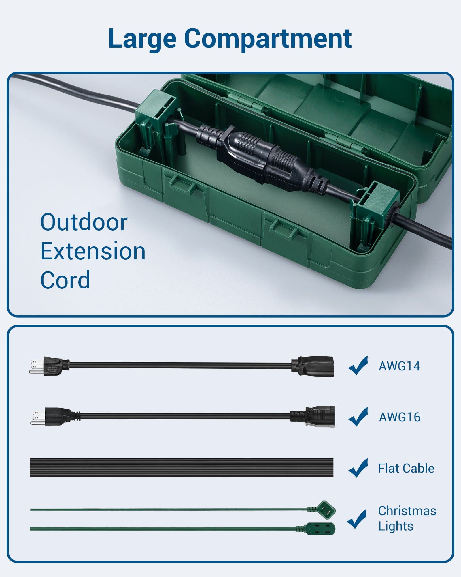 DEWENWILS Outdoor Extension Cord Cover, Weatherproof Connection Box with PP Material, Waterproof Electrical Cord Protector (3 Pack)-HCSS03G