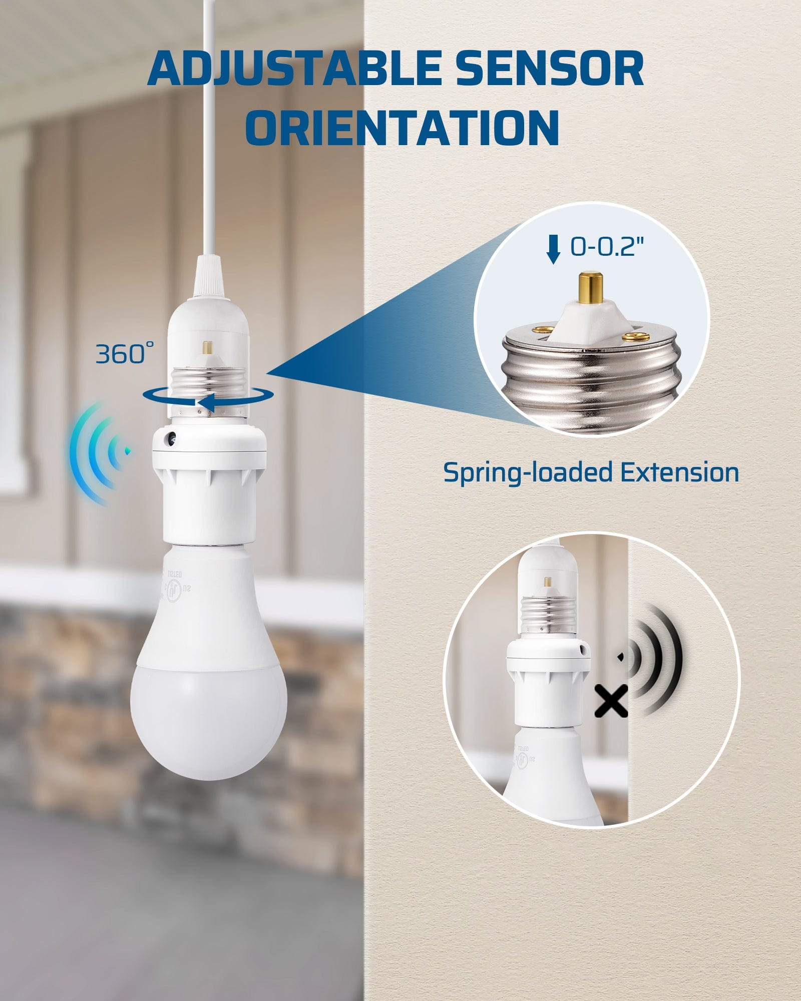 DEWENWILS Light Sensor Socket, E26/E27 Light Socket Adapter, 360° Sensor Rotation, Dusk to Dawn Light Bulb Sockets for Porch Light, Wall Light, Compatible with LED/INC/CFL/Halogen Bulbs, 4 Pack-HSLS04G
