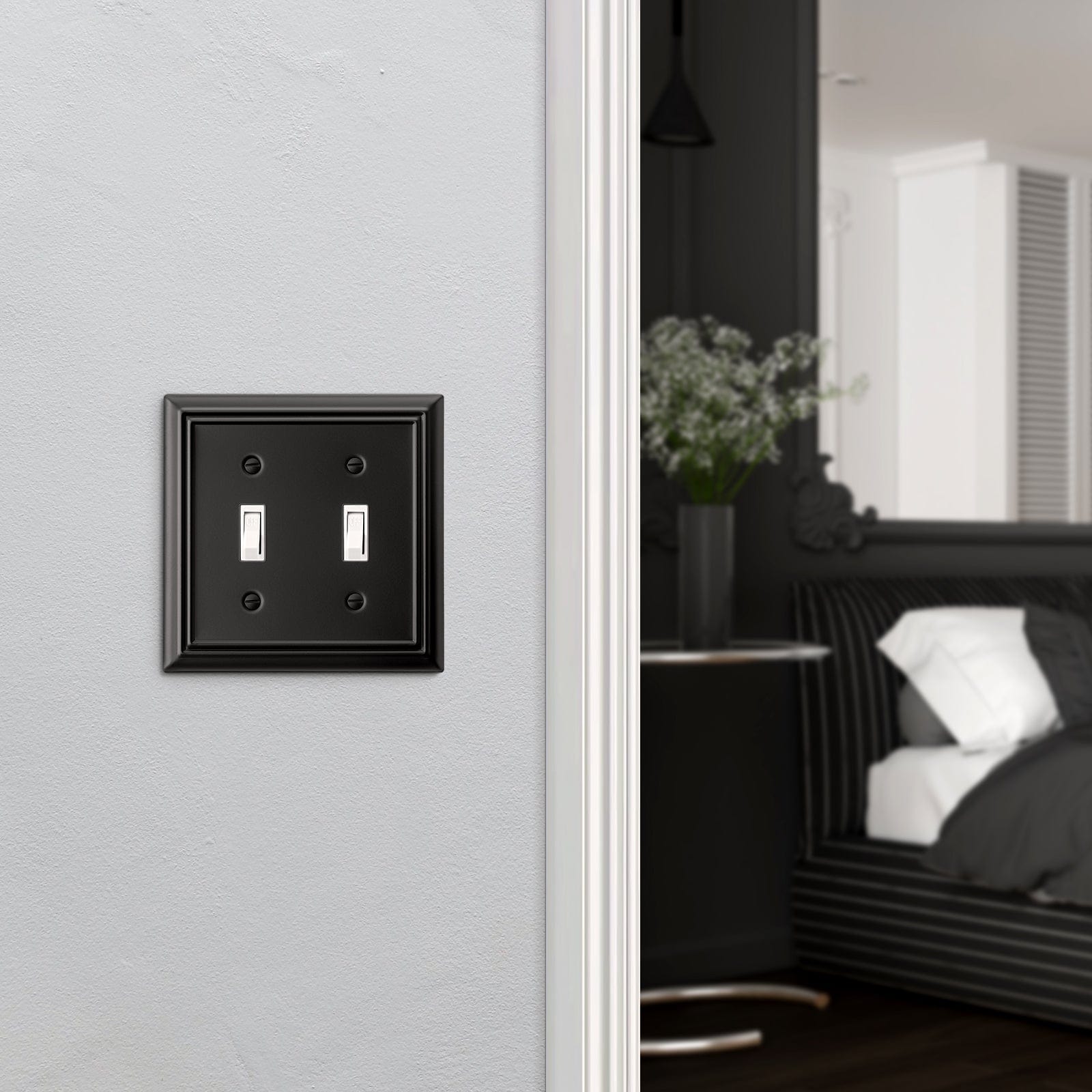 DEWENWILS 2-Pack Decorative Light Switch Cover, Metal Toggle Light Switch Wall Plate-HTWP22D