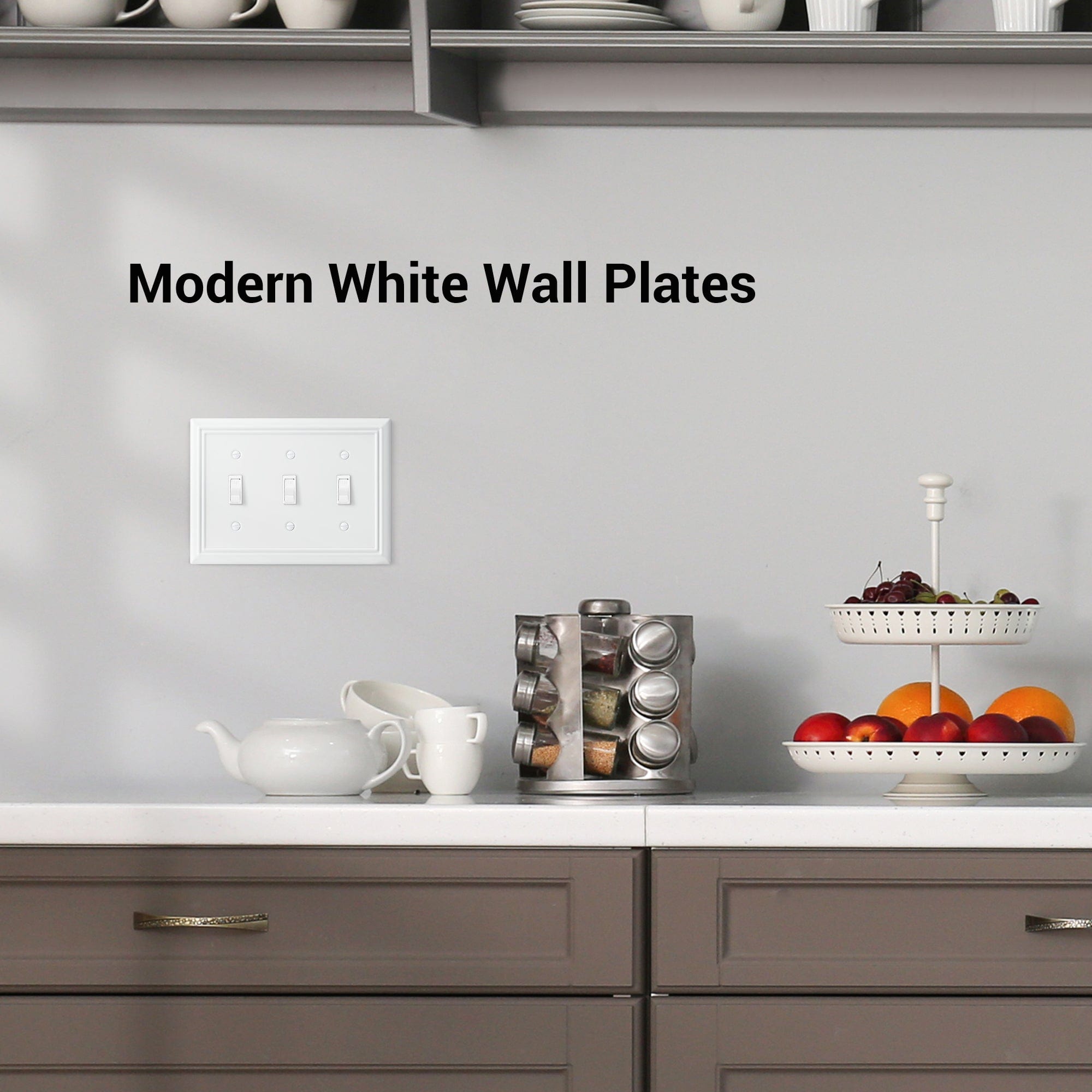 DEWENWILS 2 Pack Tripple Toggle Light Switch Cover, Metal Switch Plate Cover, White Finish-HTWP32C