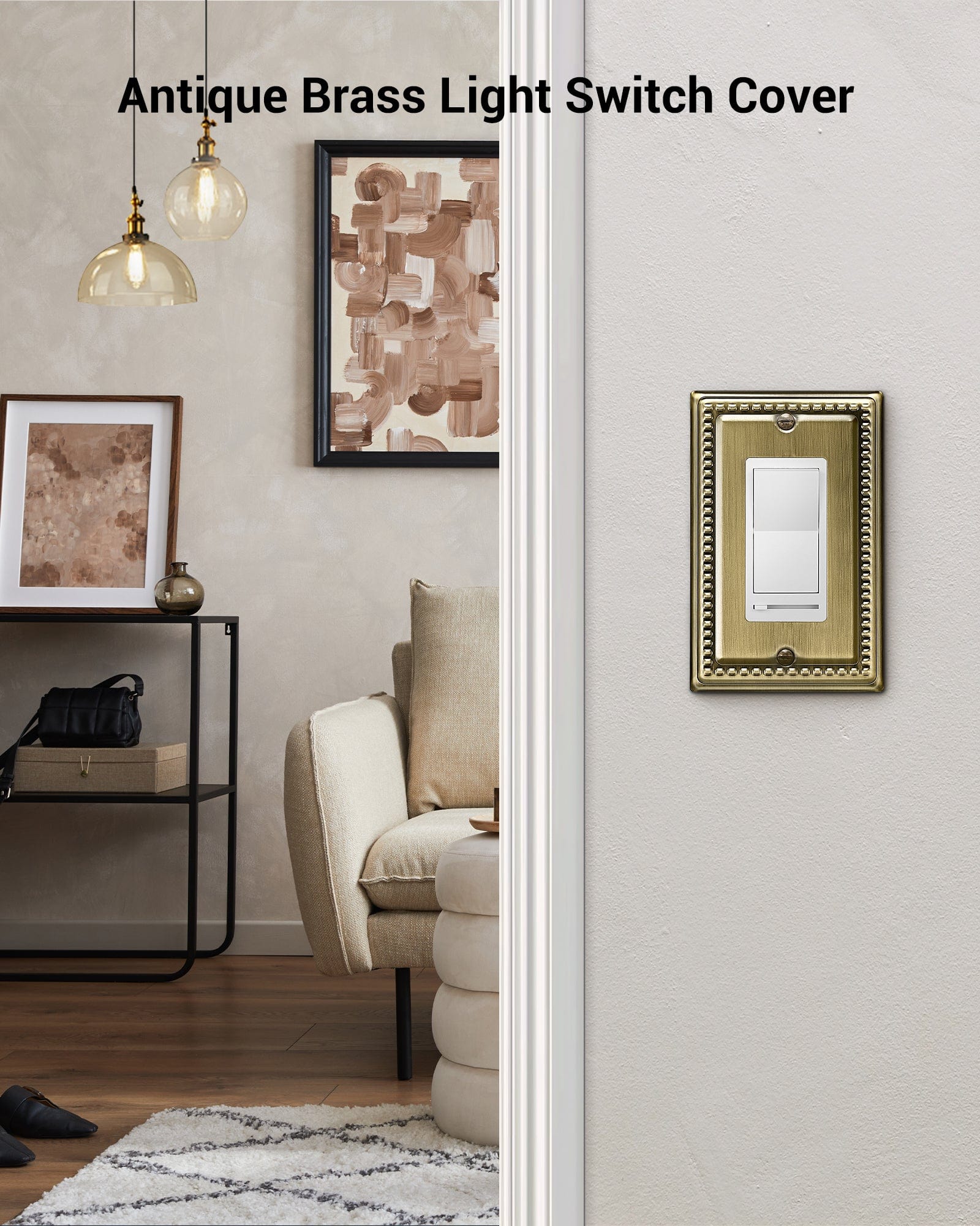 DEWENWILS Antique Brass Wall Plates, Decorative Outlet Cover for GFCI, Receptacle, Light Switch, Metal Material, 4-pack-HRWP03E