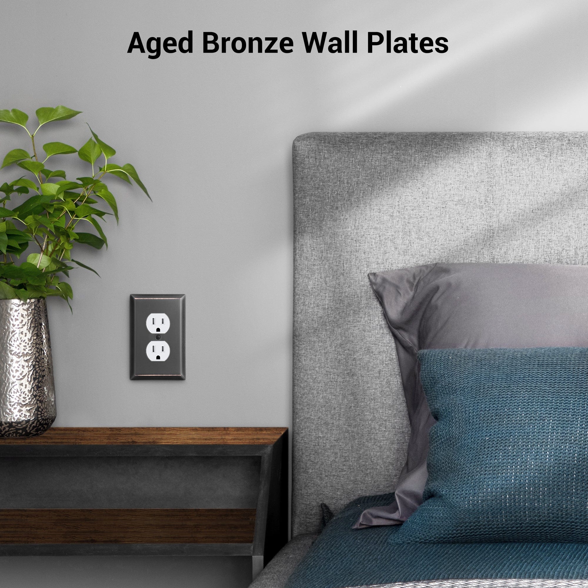 DEWENWILS 4-Pack Duplex Outlet Wall Plate, Metal Wall Plates for Electric Outlet, Aged Bronze Switch Cover-HDWP02B