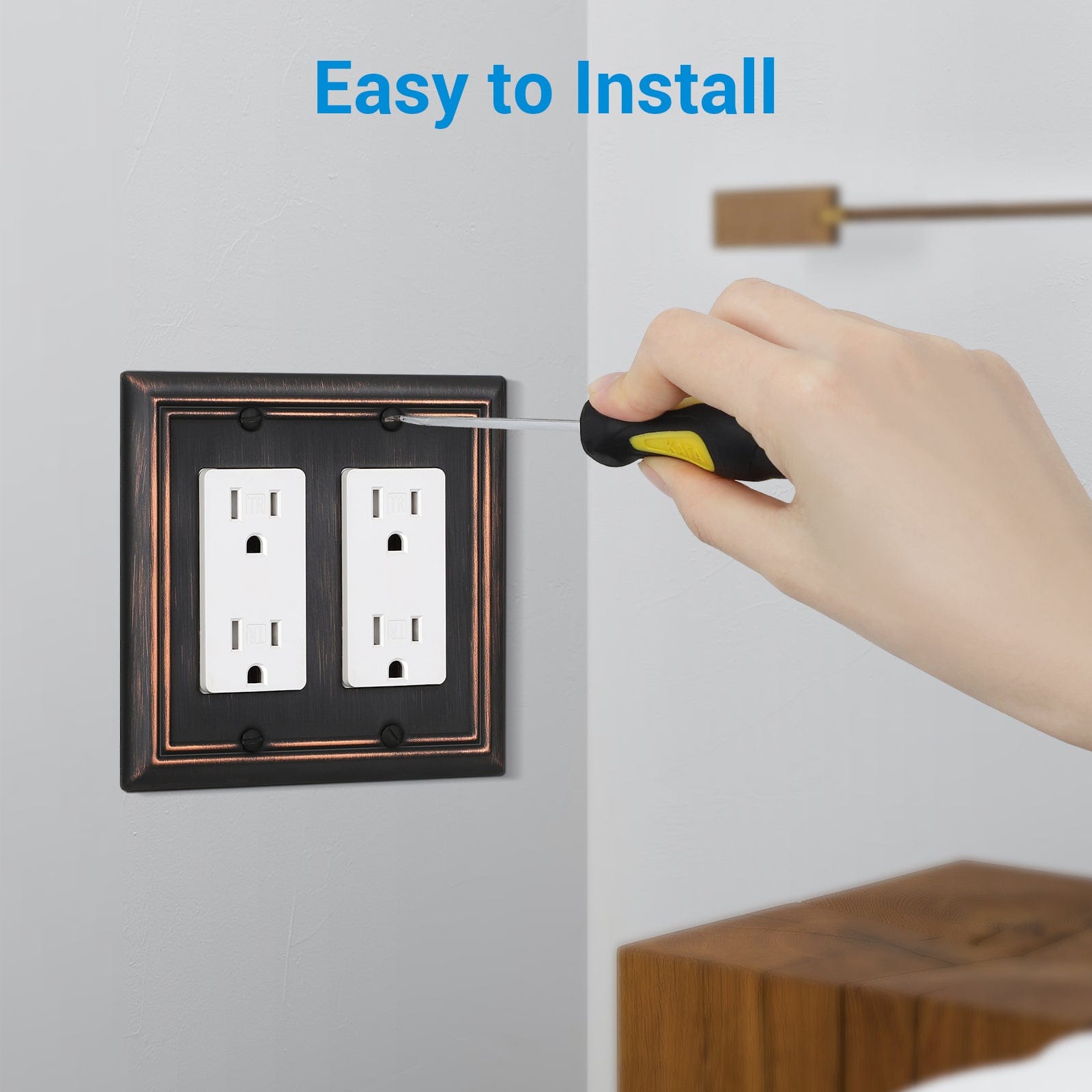 DEWENWILS 2-Pack Decorator Wall plates, Aged Bronze Outlet Covers, Metal Face Plates for Electrical Outlets, GFCI, Dimmer Switch-HRWP22B