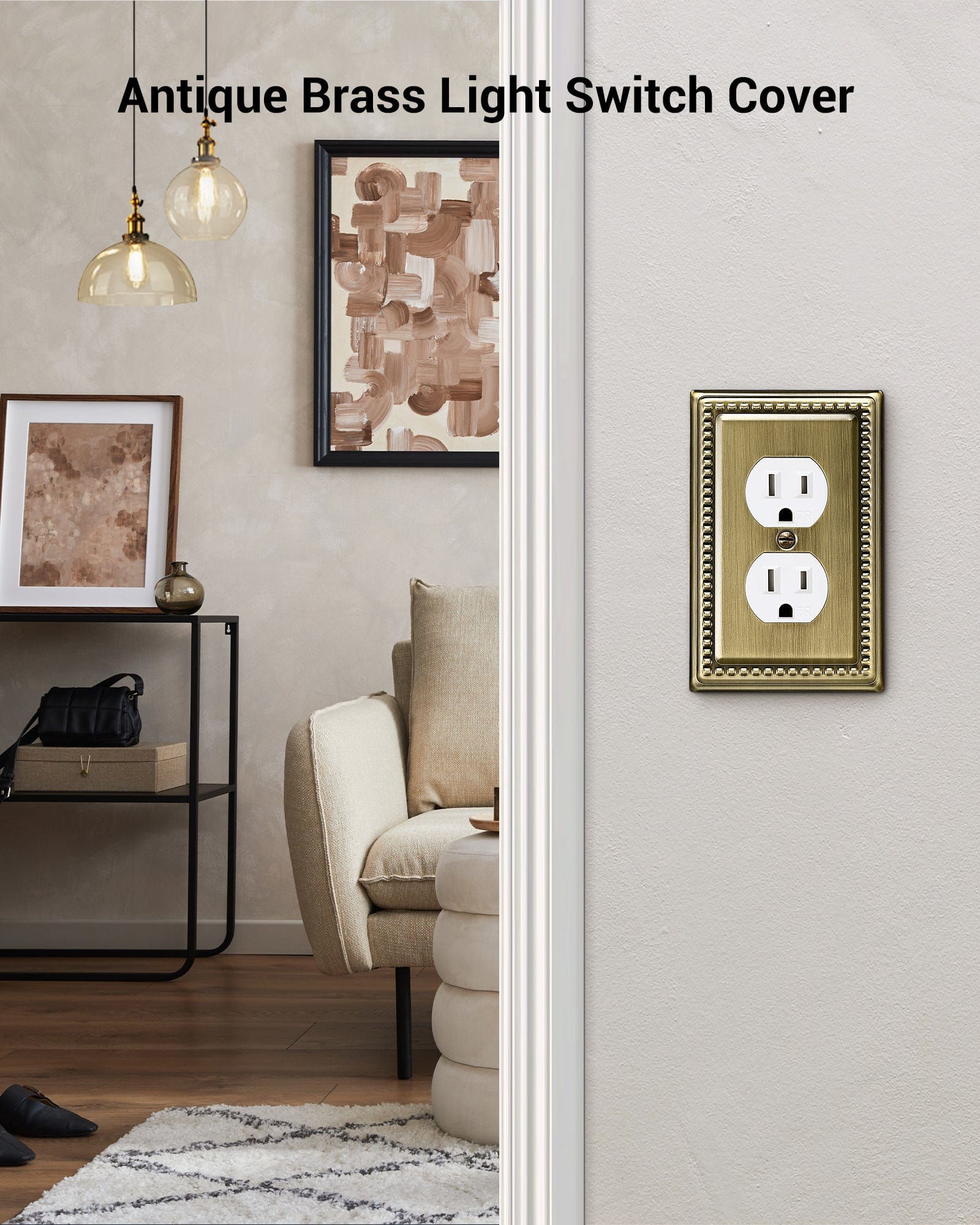 DEWENWILS 4-Pack Metal Duplex Wall Plates, Electrical Outlet Cover Plate, Antique Brass for Home Decor-HDWP03E