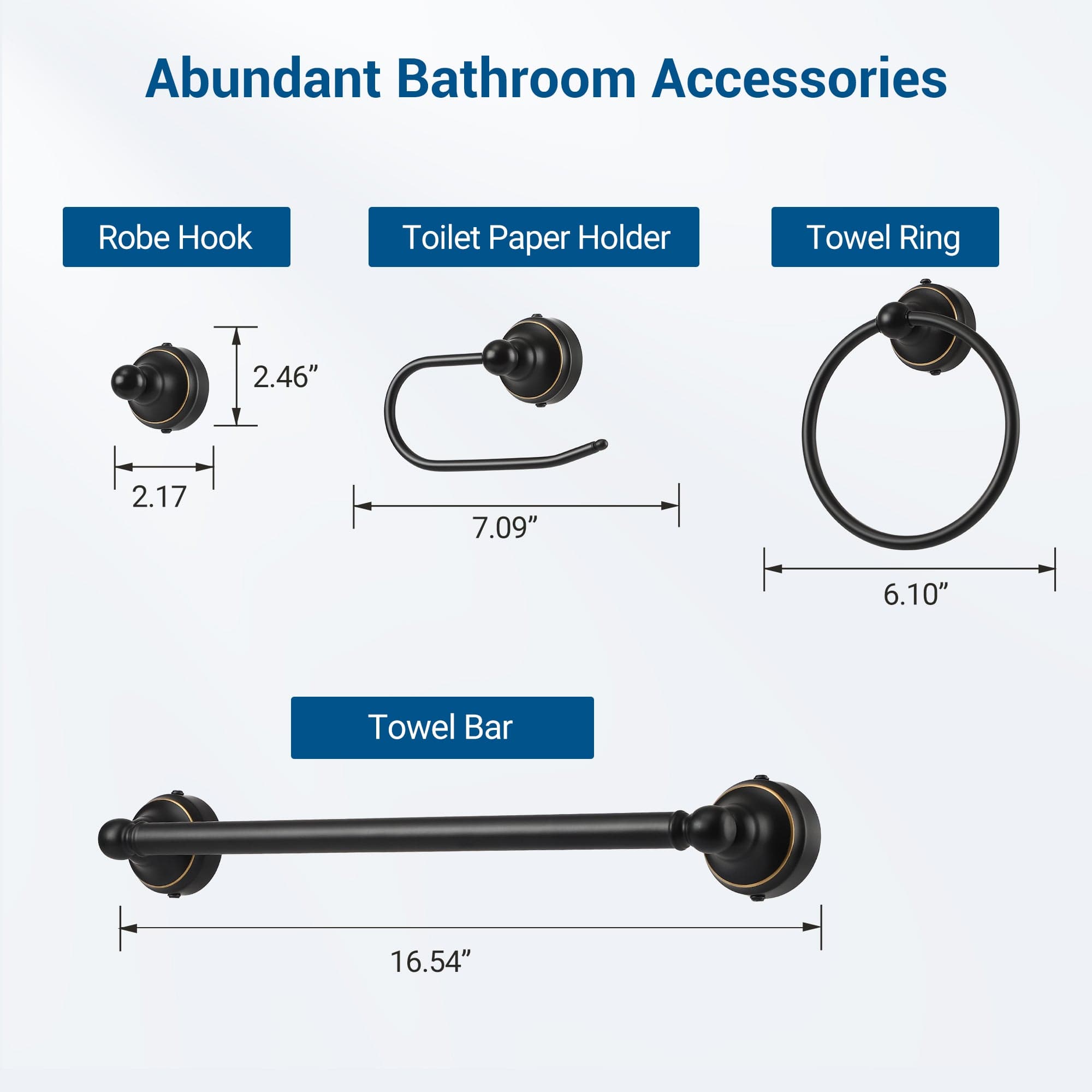 DEWENWILS 3-Light Bathroom Vanity Light Fixtures, 5-Piece All-in-One Bathroom Set, Vanity Lights with Clear Glass Shades, Towel Bar, Towel Ring, Robe Hook, Toilet Paper Holder-HHVL01D