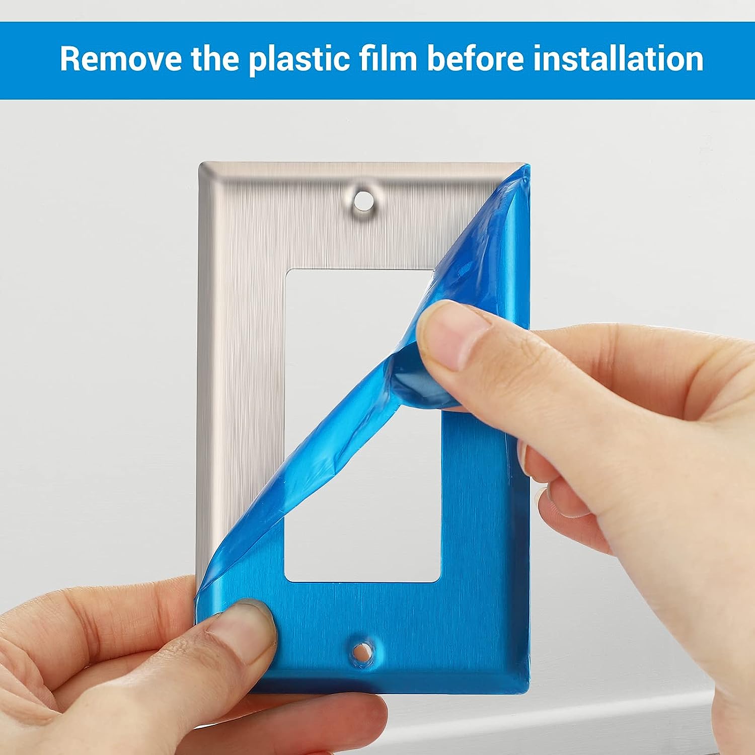 DEWENWILS Decorator Metal Wall Plate, 10-Pack Stainless Steel Outlet Cover for Receptacle, Dimmer Switch, Corrosion Resistant, Brushed Finish, Silver-HMWP01J