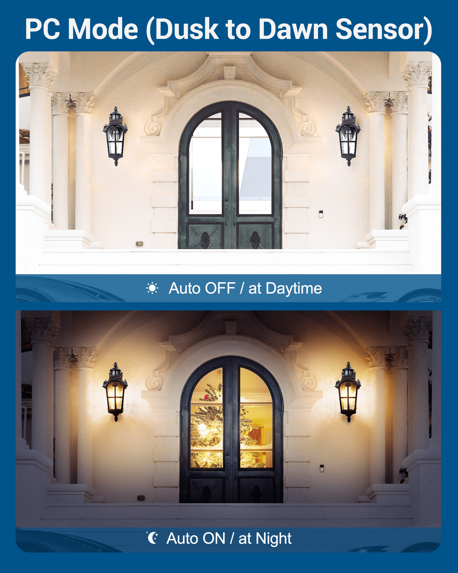 DEWENWILS Motion Sensor Outdoor Wall Lights, 2-Pack Dusk to Dawn Exterior Lantern Fixture, Roman Vintage Wall Mount Waterproof Porch Light, Water Ripple Glass, for Front Door Garage Patio-HOWL07D