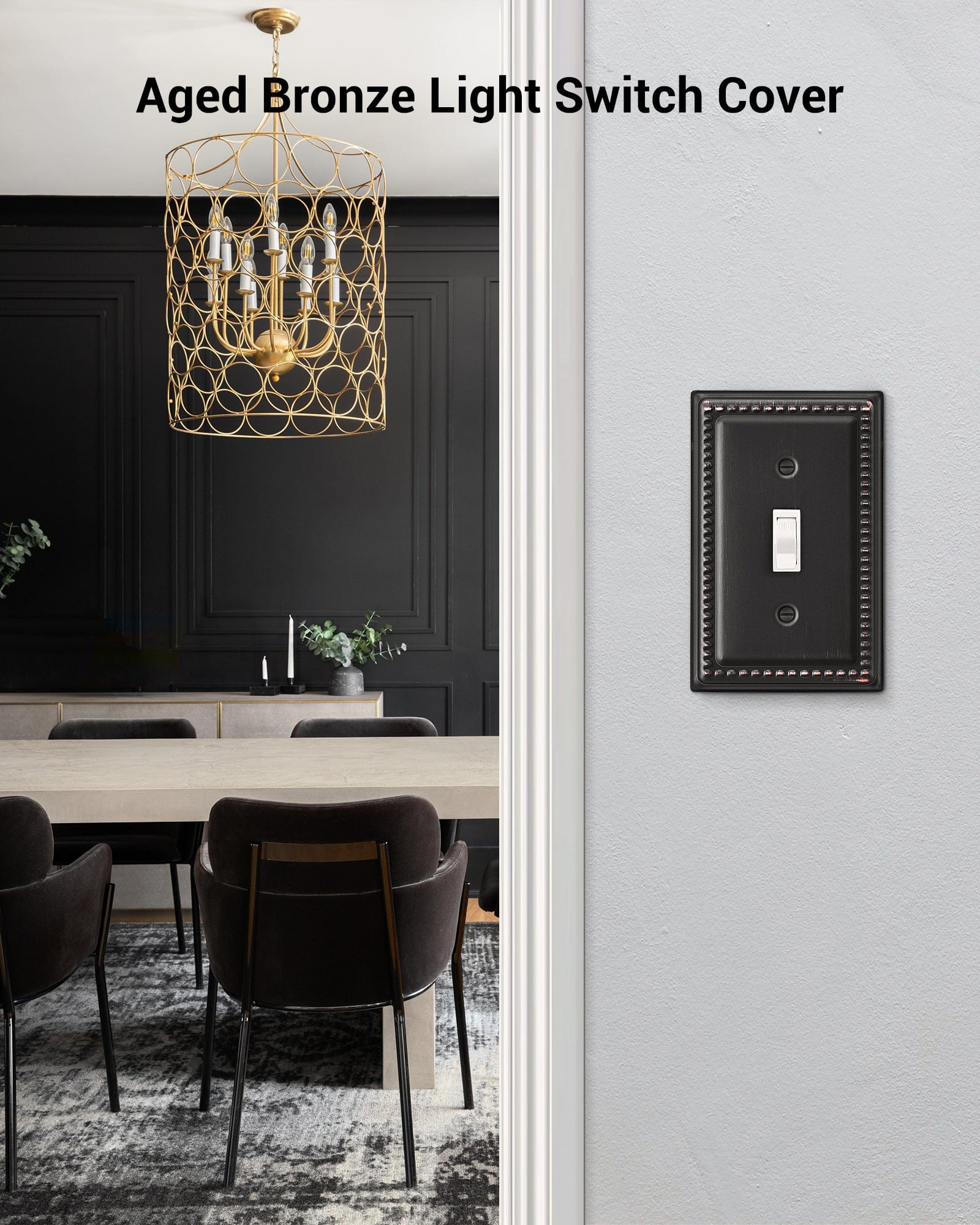 DEWENWILS 4 Pack Decorative Light Switch Cover, Metal Toggle Light Switch Wall Plates, Aged Bronze Outlet Covers for Home, Office-HTWP03B