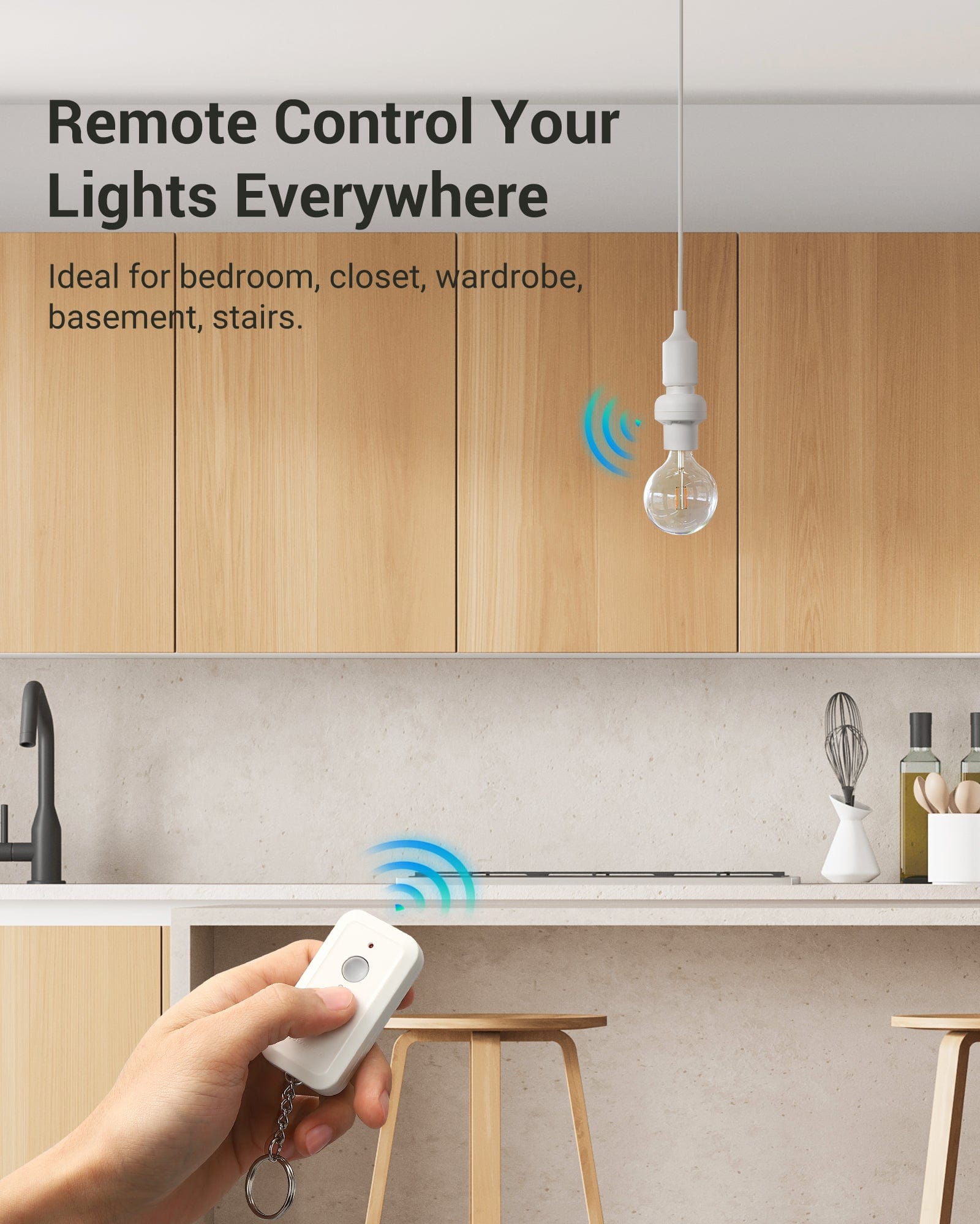 DEWENWILS Remote Control Light Bulb Socket, Wireless Light Bulbs Socket Switch Kit with Controller, Remote Light Socket E26/E27 Base for Pull Chain Light Fixture, No Wiring, Programmed-HRLS11R