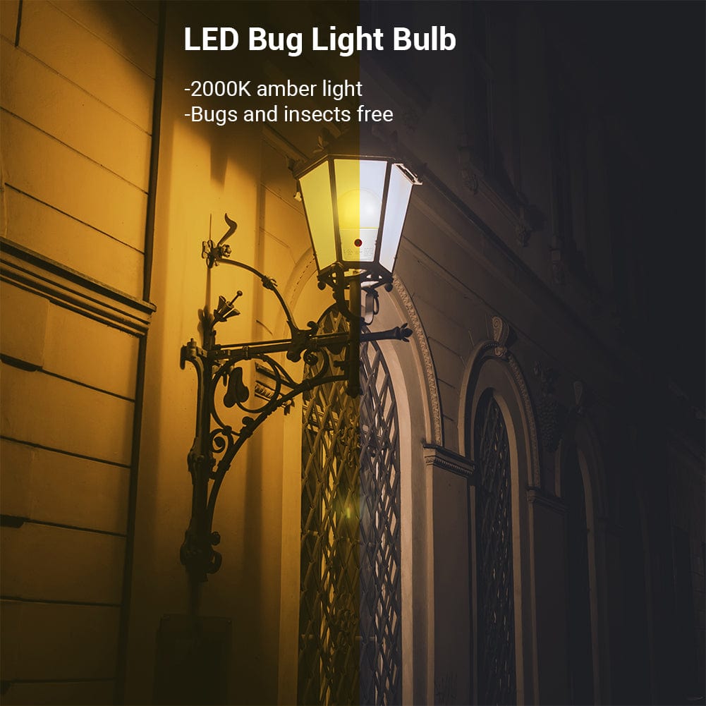 DEWENWILS 4-Pack Yellow Outdoor Light Bulbs, 2000K Amber Glow, Dusk to Dawn Sensor, A19 Yellow Light Bulbs, 9W(60W Equivalent), 600LM, E26 Medium Screw Base, LED Security Bulbs for Porch-HLBA19E