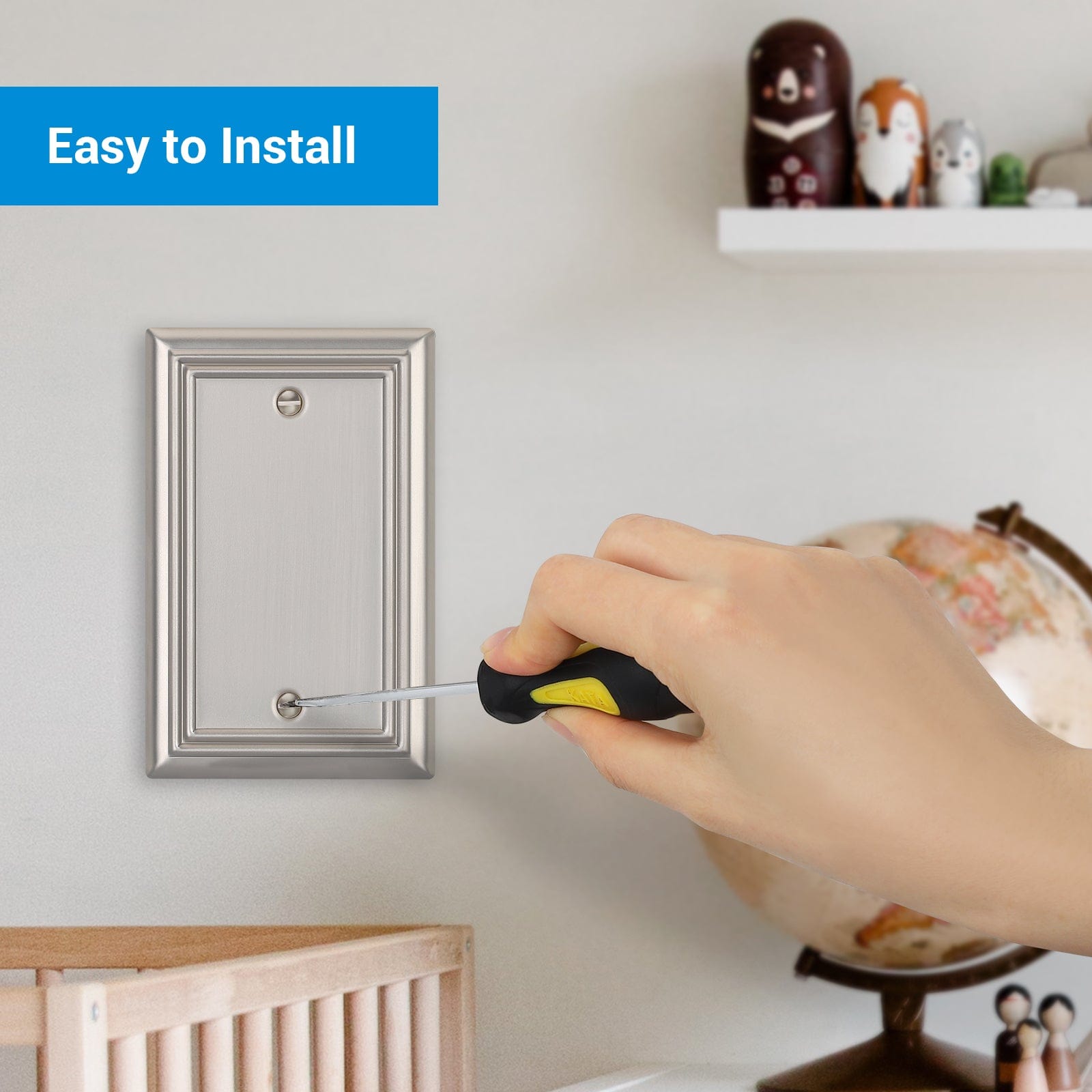 DEWENWILS 4-Pack Blank Wallplates, Brushed Nickel Outlet Cover, Stanless Steel-HBWP14A