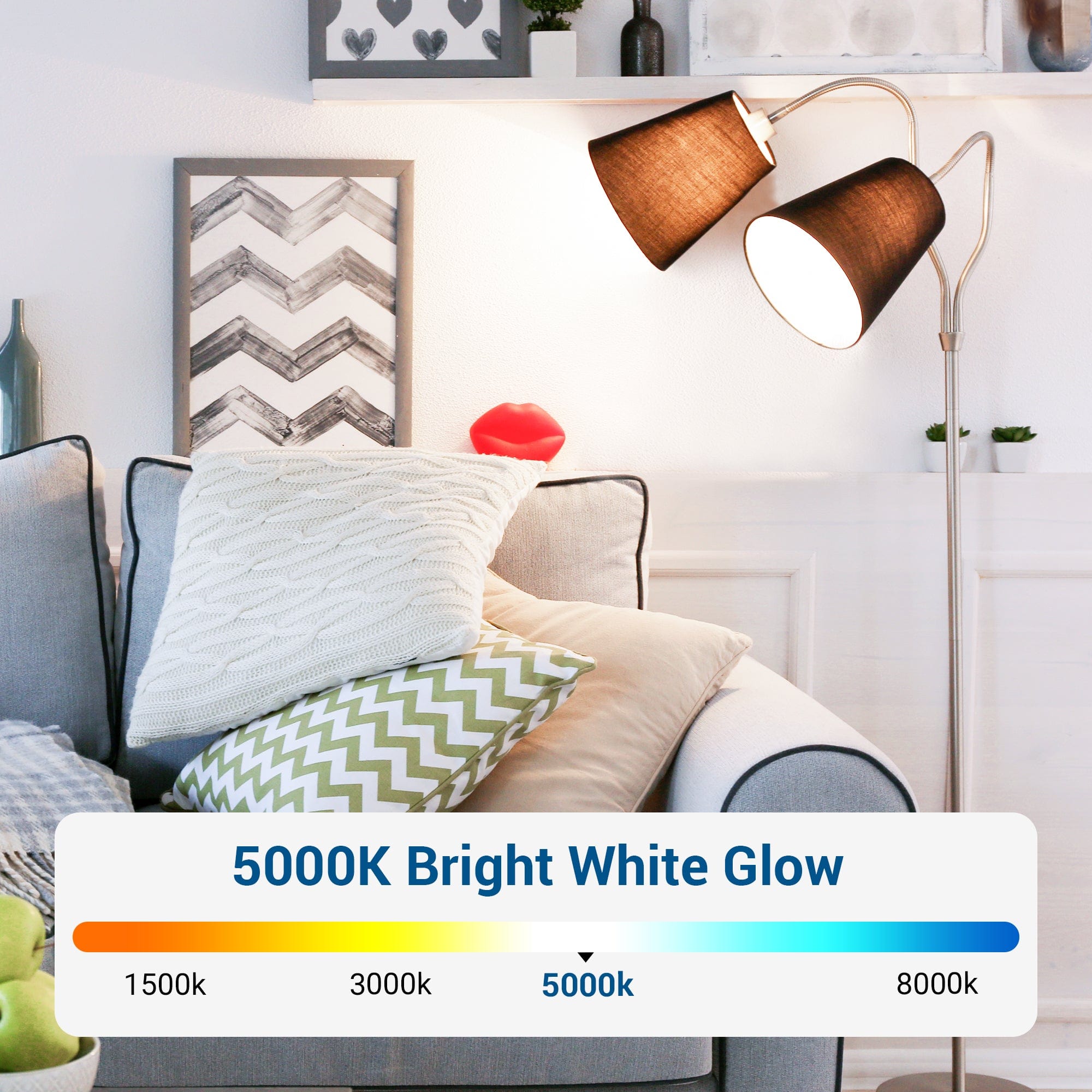 DEWENWILS 8-Pack A19 LED Light Bulb, 760LM, 5000K Daylight LED Light Bulbs, 9 Watt(60 Watt Equivalent), E26 Medium Screw Base, Non Dimmable-HNLA19L