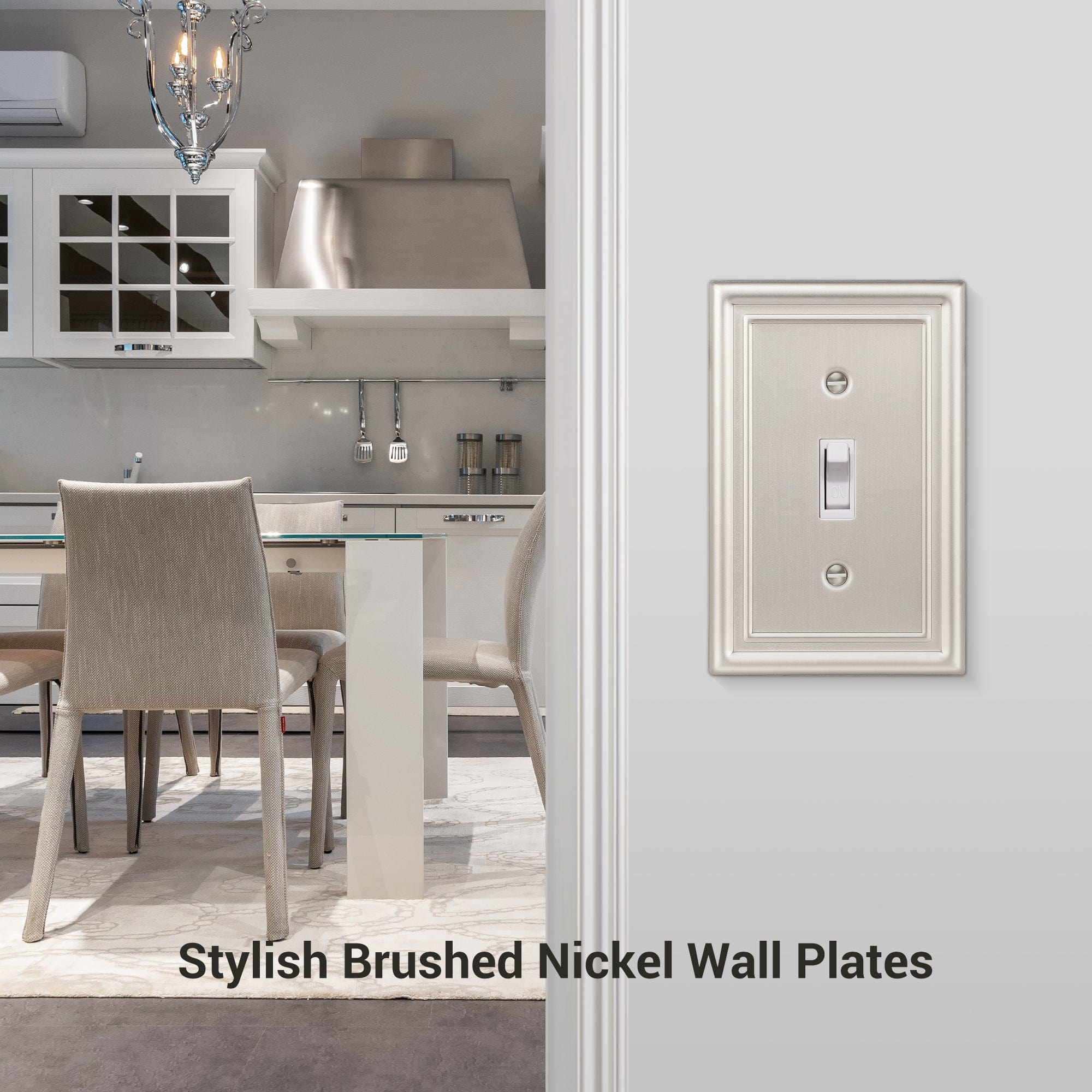 DEWENWILS 4 Pack Toggle Wall Plates, Brushed Nickel Light Switch Cover, Metal Face Plates-WHTWP01A