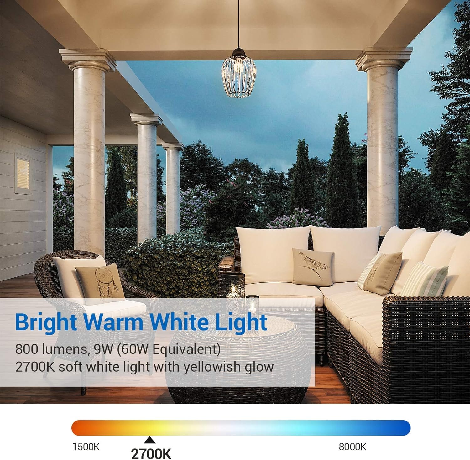 DEWENWILS Dusk to Dawn Light Bulbs, A19 LED Sensor Light Bulbs, 60W Equivalent LED Bulbs, Automatic On/Off, Dawn to Dusk Light Bulbs Outdoor, 2700K Soft Warm White, 9W, 800 LM, E26, 4 Pack-HLBA19A