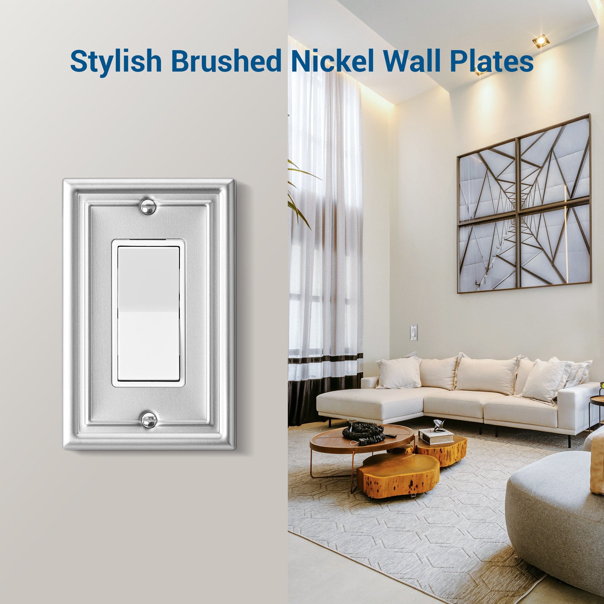 DEWENWILS 4 Pack Brushed Nickel Outlet Covers, Metal decorator Wall Plates for Electrical Outlets, GFCI, Dimmer Switch-HRWP01A