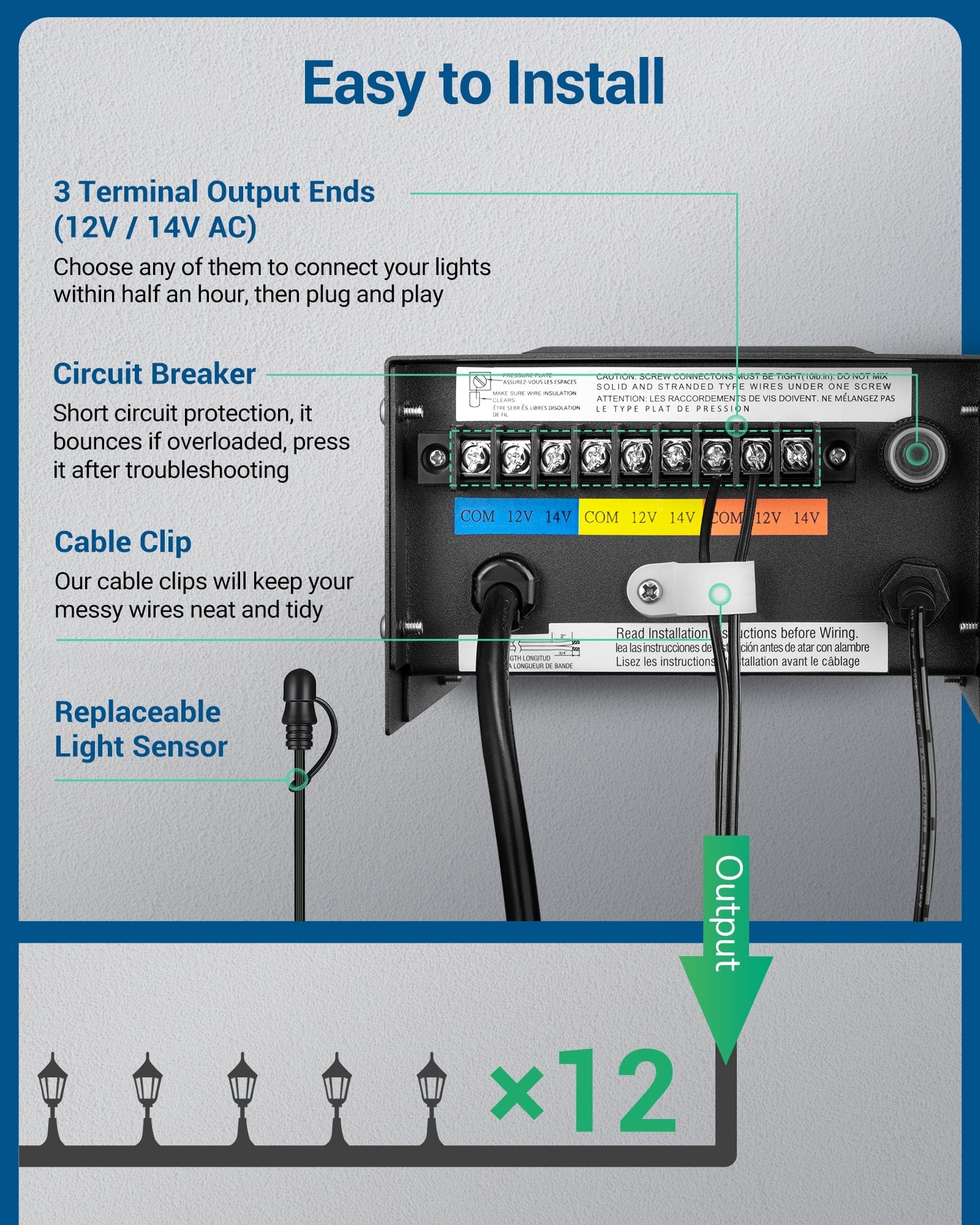 Dewenwils 200W Low Voltage Landscape Transformer With Timer And