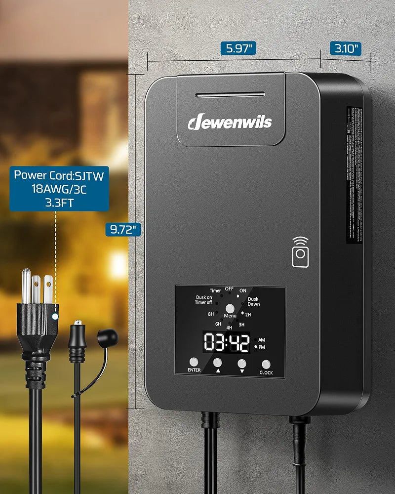 DEWENWILS 300W Landscape Lighting Transformer with Photocell Sensor & Timer
