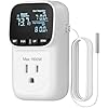 DEWENWILS Digital Temperature Controller, Heavy Duty 15A/1800W Thermostat Outlet Plug, VA Display Heating Cooling Control Timer, -40℉~210℉, Cyclic Timing/Countdown, for Greenhouse Incubator Homebrew