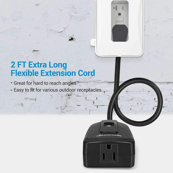 DEWENWILS Outdoor Wireless Remote Control Outlet, Weatherproof Remote Control Light Switch, 15 Amp, No Interference, Black