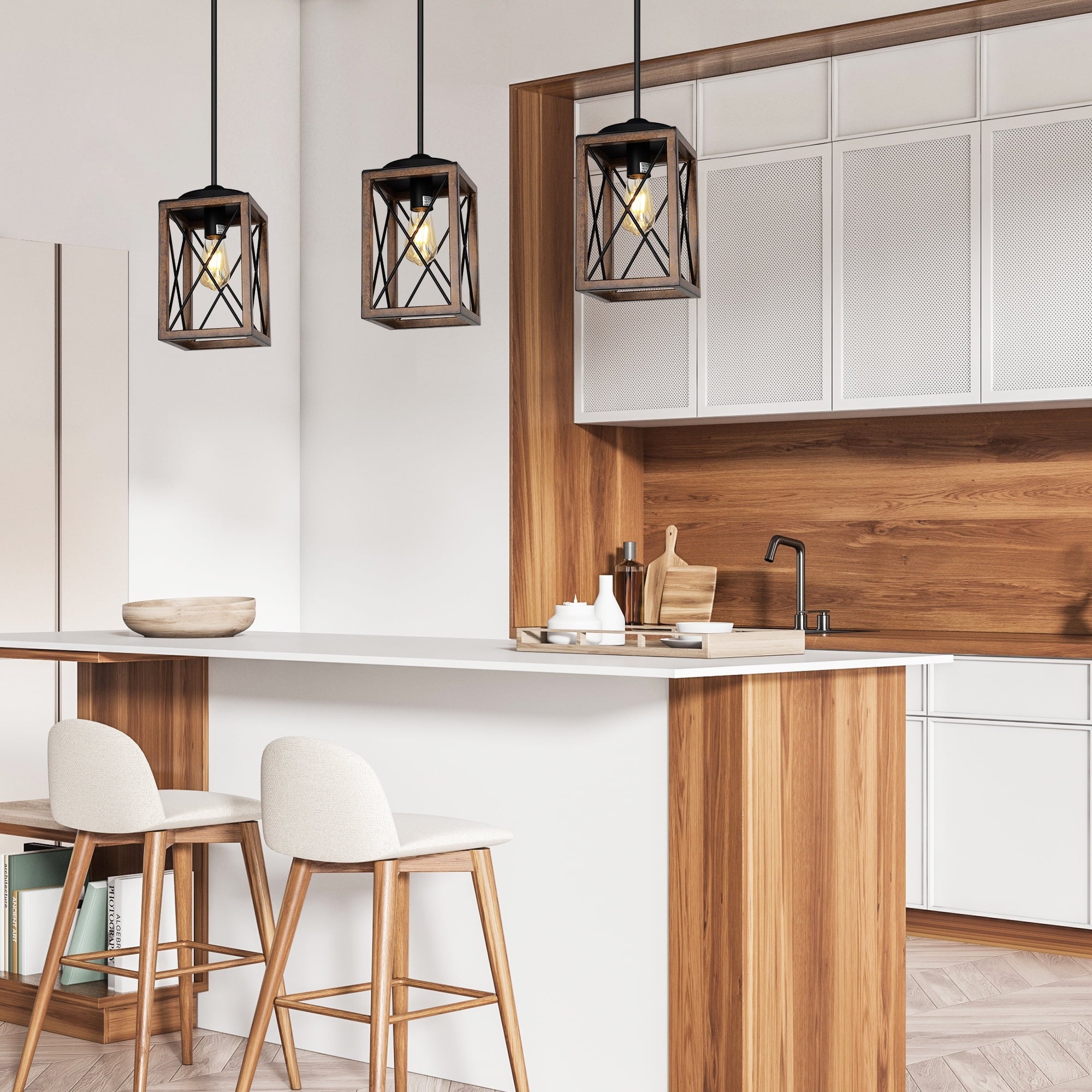 DEWENWILS Farmhouse 1-Light Adjustable Height Incandescent Metal Pendant Light for for Kitchen Island, Dinning Room
