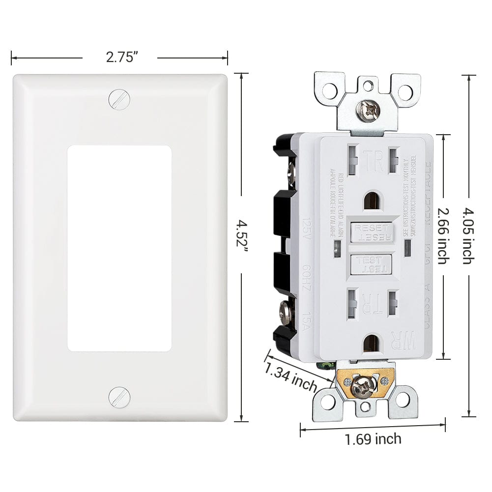 15AMP GFCI Outlet dimensions