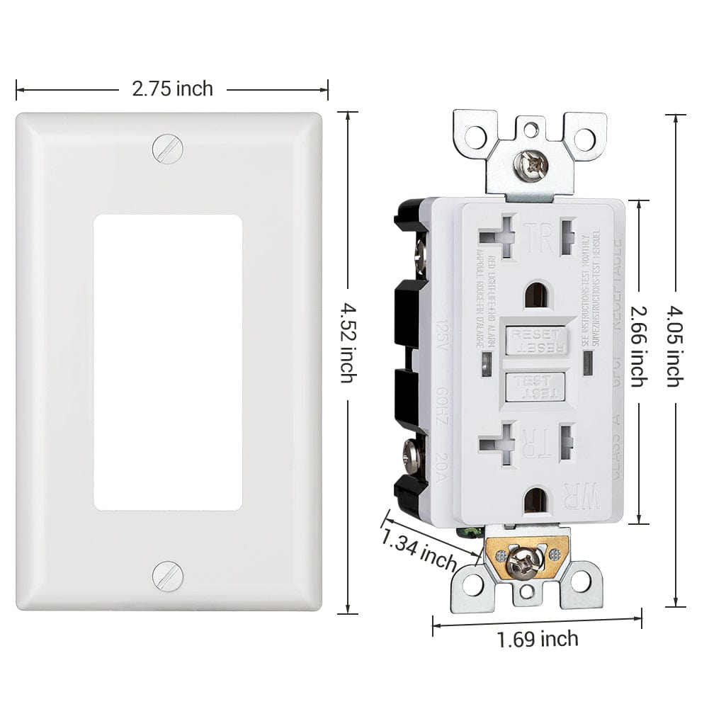 DEWENWILS 5-Pack 20A GFCI Outlet, Self-Test GFCI Receptacle with LED Indicator, Tamper Resistant, Weather Resistant, Wallplate Included, White-HGFB20D