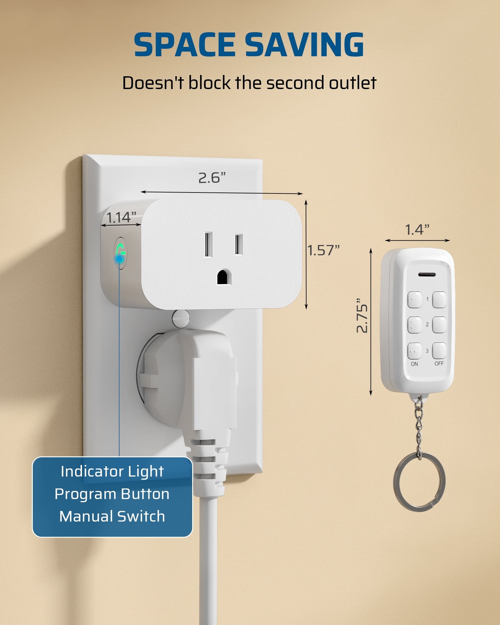DEWENWILS 3-Pack 125V 15A Remote Control Outlet Set (1875W Max) - 433.92MHz 100ft Range Wireless Socket ,CR2032 Battery Included