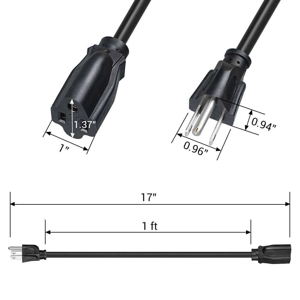 DEWENWILS 1ft Short Extension Cord, 16 AWG SJTW for Indoor Outdoor