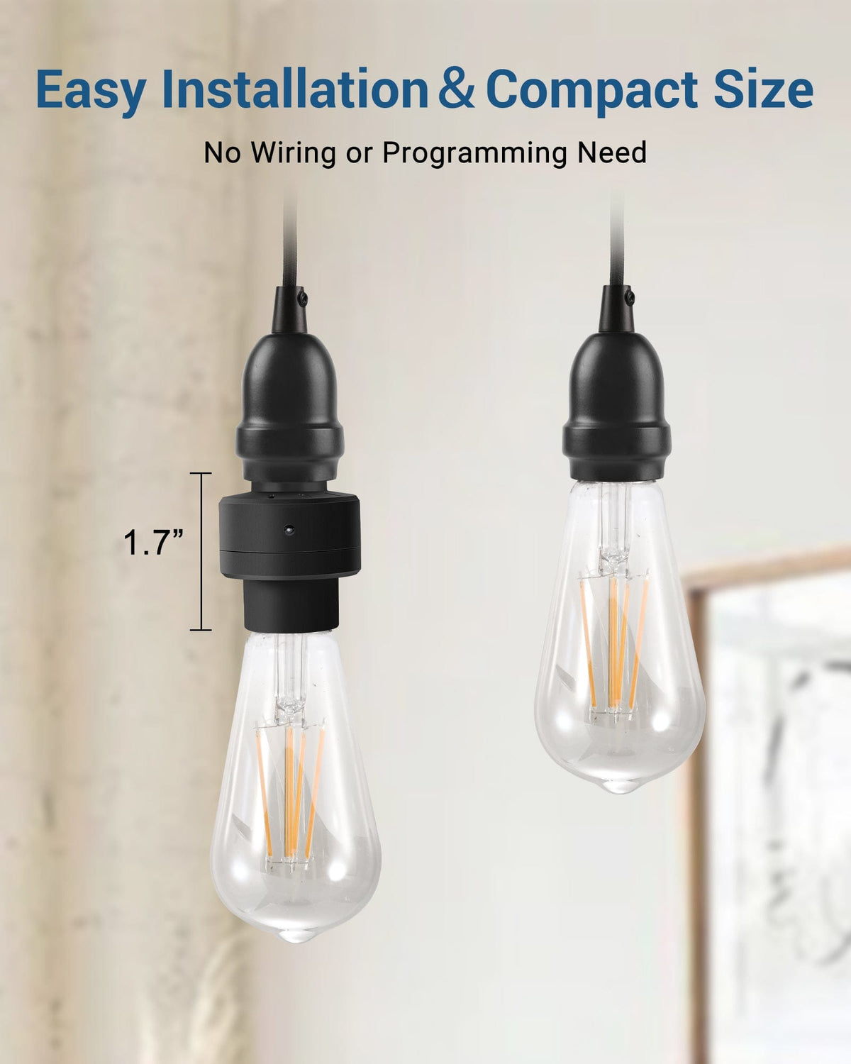 Dusk to Dawn Light Sensor Socket offers easy installation with no wiring or programming required, featuring a compact design for quick and convenient setup