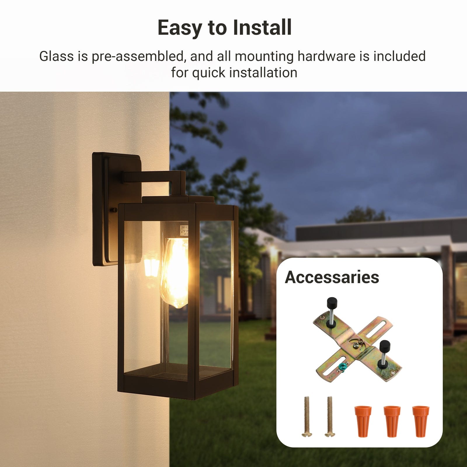 DEWENWILS Outdoor Wall Light Fixture, Outdoor Wall Lantern with Clear Glass Shade, Matte Porch Light Wall Mount, Waterproof Anti-Rust Exterior Wall Sconce Light Lamp for Garage, Patio-HOWL01A