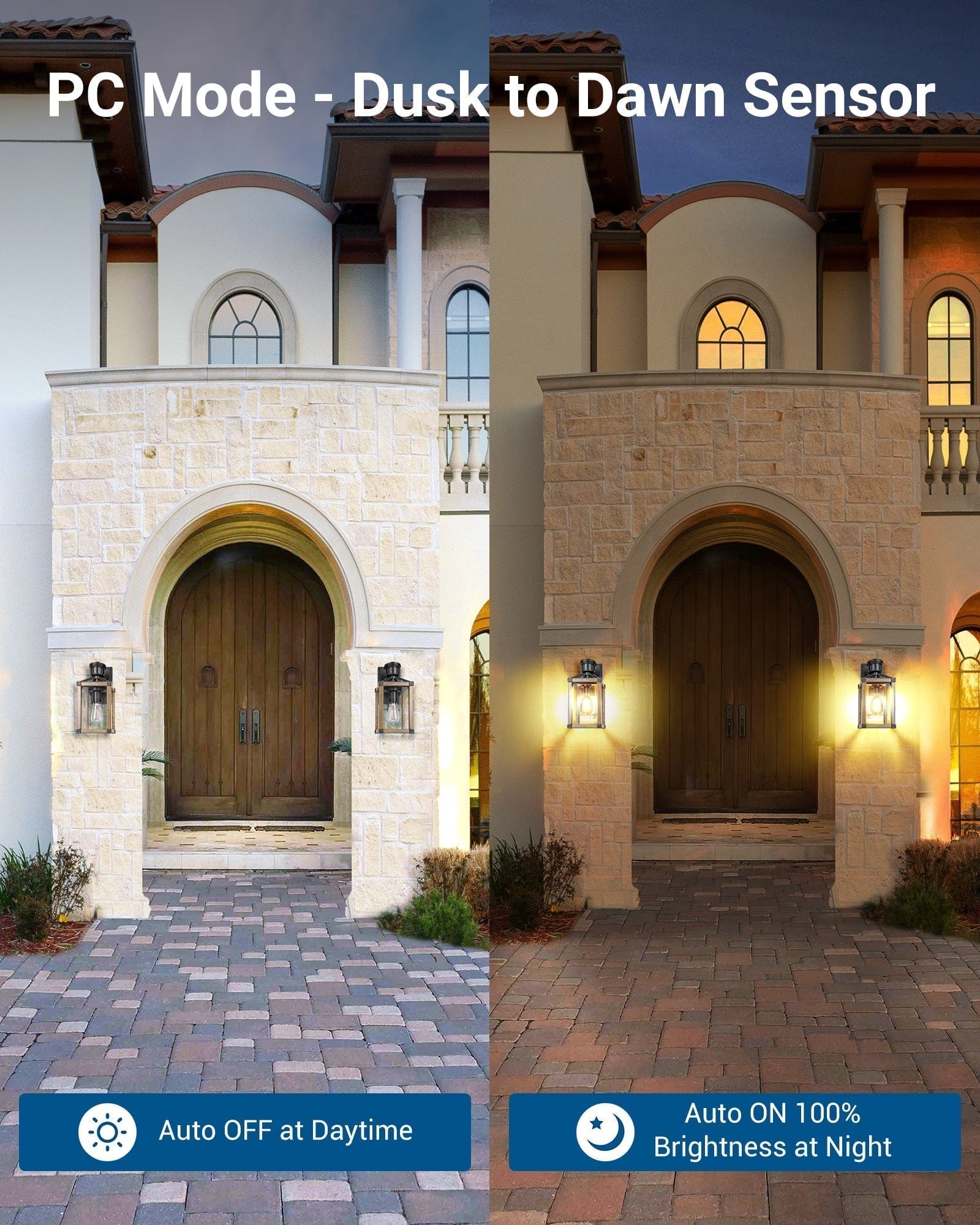 DEWENWILS Motion Sensor Outdoor Wall Light, Dusk to Dawn Exterior Lantern Fixture, Farmhouse Wall Mount Waterproof Porch Light with Clear Glass, Outside Wall Sconce for House Garage Patio-F4HOWL07C