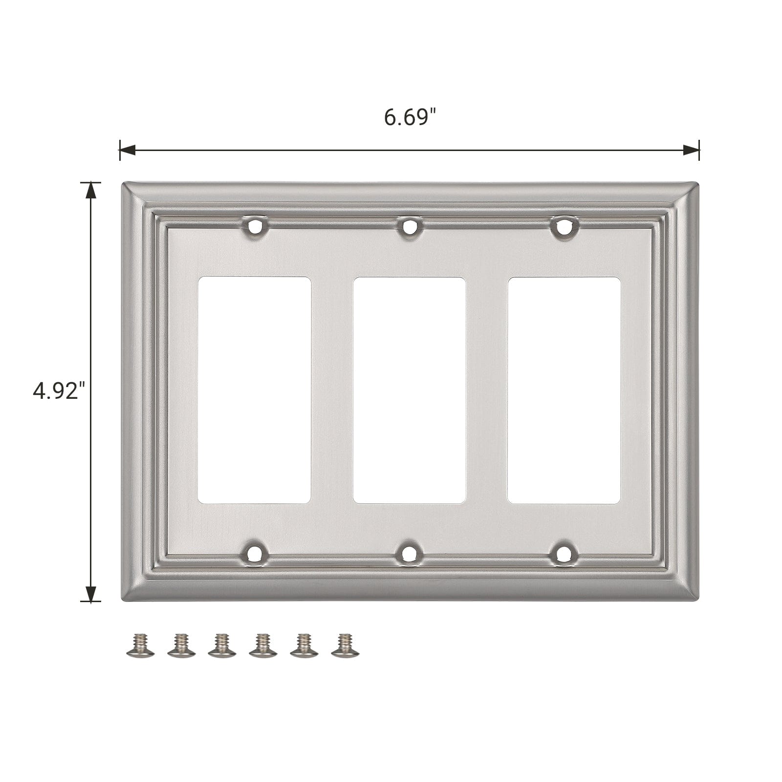 DEWENWILS 2-Pack Triple Decorator Wall plates, Brushed Nickel Outlet Covers, Metal Face Plates for Electrical Outlets, GFCI, Dimmer Switch-HRWP32A