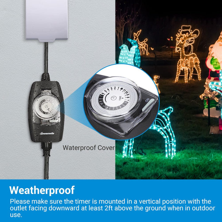 DEWENWILS Waterproof Timer with Remote, On/Off Repeat Cycle Outlet with Plug in Digital Timer for Holiday String Light