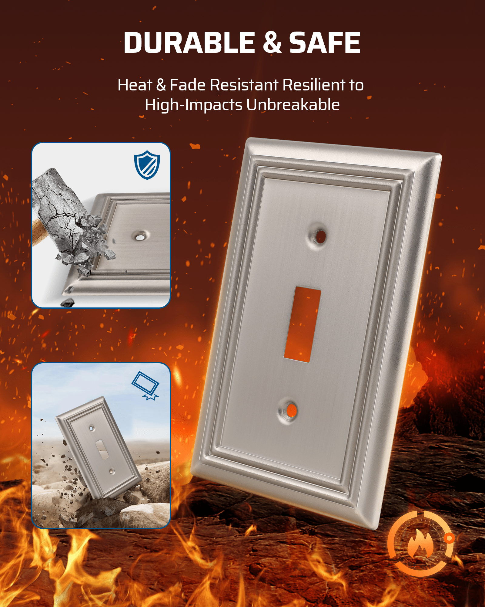 DEWENWILS 4-Pack Metal Wall Plate, Single Toggle Switch Cover, Corrosion Resistant, Brushed Nickel-HTWP14A