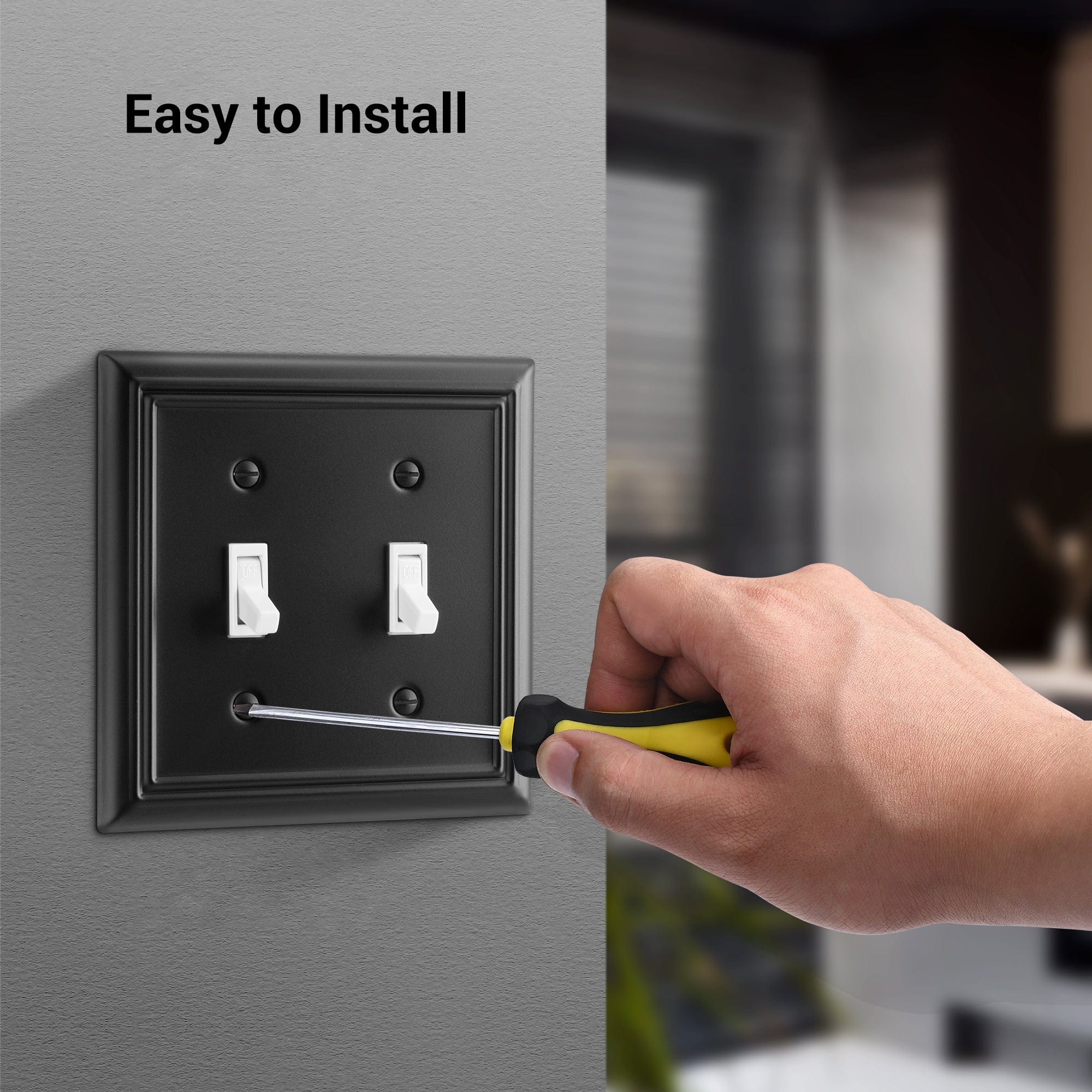 DEWENWILS 2-Pack Decorative Light Switch Cover, Metal Toggle Light Switch Wall Plate-HTWP22D