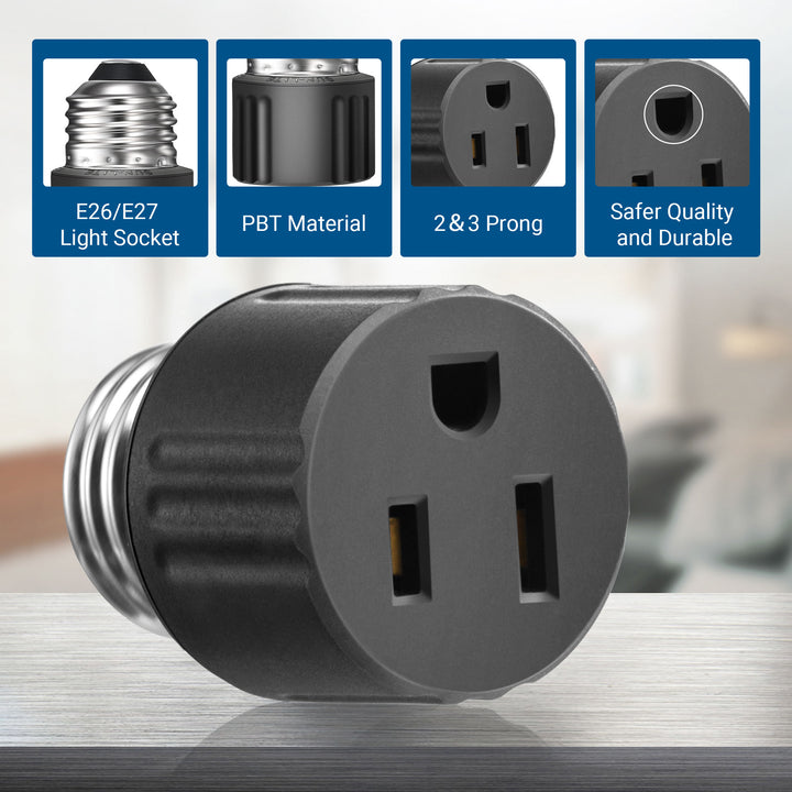 DEWENWILS Light Socket to Plug Adapter with 100ft Remote Control, 2 Prong  Light Socket Adapter, and E26/E27 Light Bulb Outlet Socket Adapter –  Dewenwils