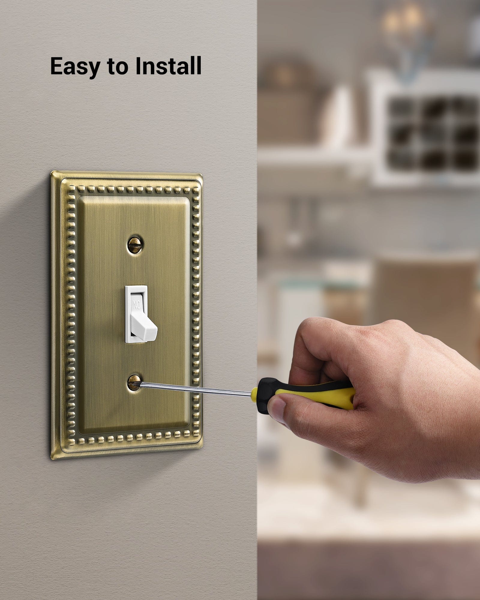 DEWENWILS Antique Brass Light Switch Cover, Metal Toggle Light Switch Wall Plates, Decorative Outlet Covers for Home, Office-HTWP03E