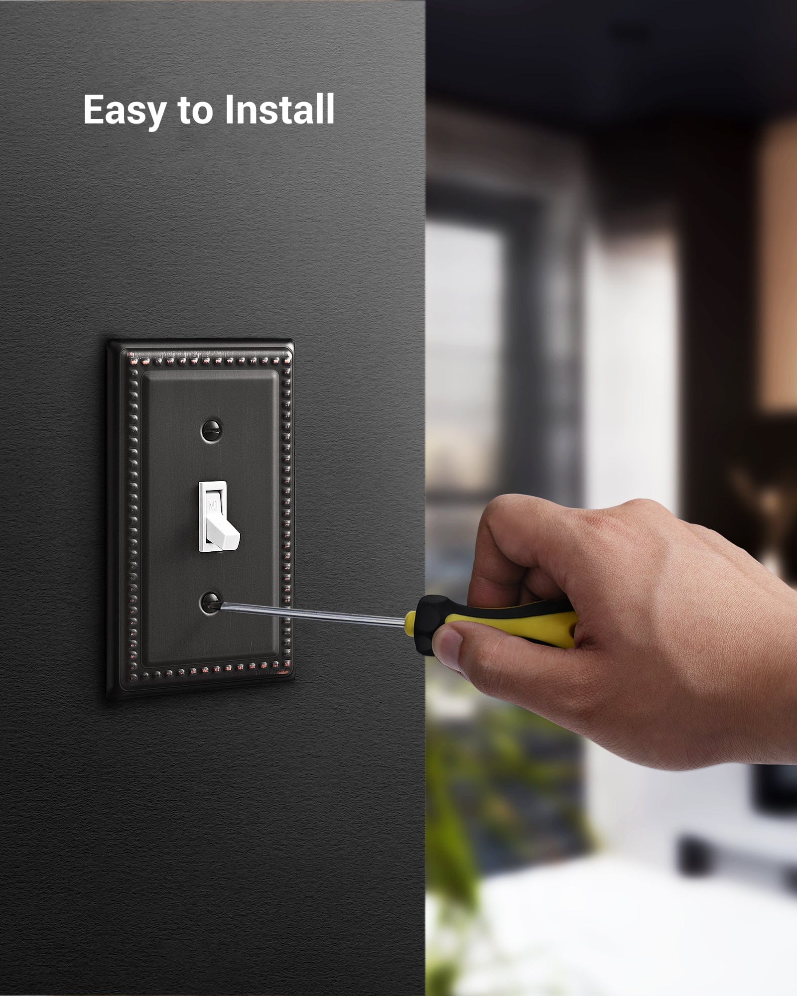 DEWENWILS 4 Pack Decorative Light Switch Cover, Metal Toggle Light Switch Wall Plates, Aged Bronze Outlet Covers for Home, Office-HTWP03B