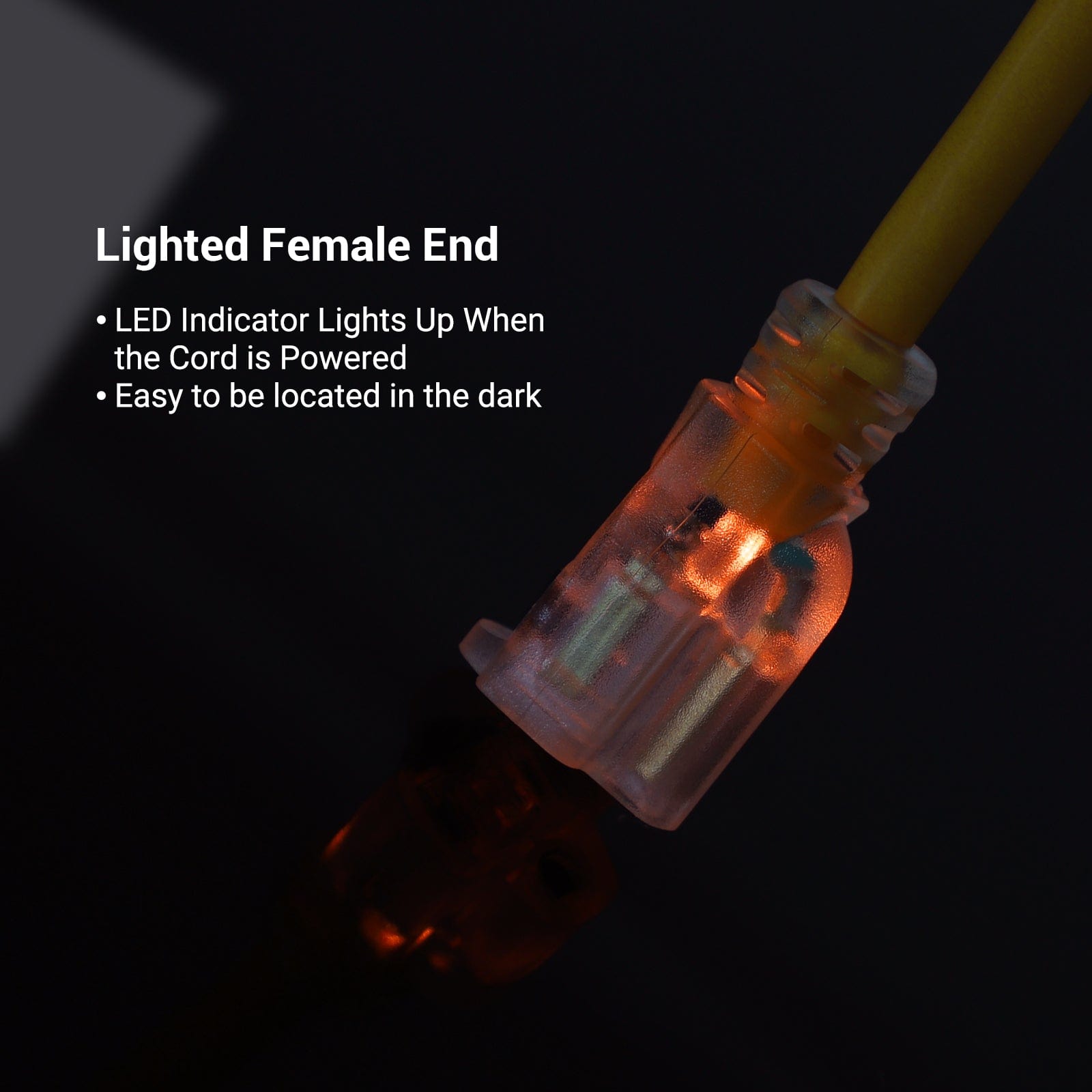DEWENWILS 15ft 12/3 Gauge Indoor/Outdoor Extension Cord with LED Lighted End, SJTW 15 Amp/125V/1875W Yellow Outer Jacket Contractor Grade Heavy Duty Power Cable with Grounded Plug-HNCY15A