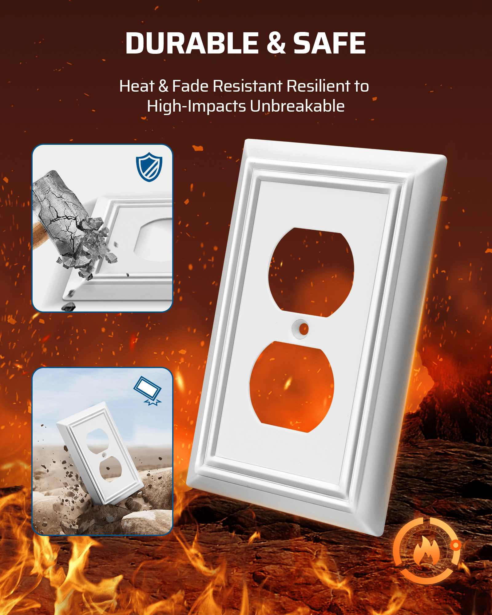 DEWENWILS 4-Pack Duplex Wallplates, Metal Receptacle Outlet Cover with White Finish, for Electrical Outlets-HDWP14C