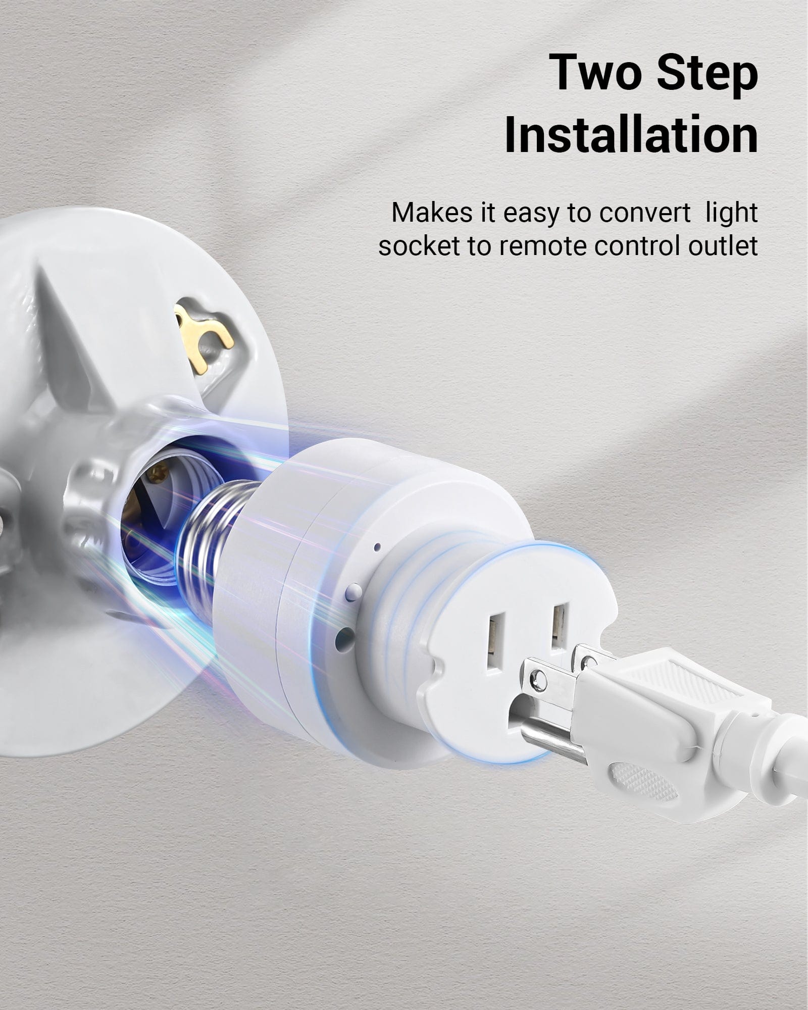 DEWENWILS 3 Prong Light Socket to Plug Adapter with 100ft Remote Control, E26/E27 Adapter, 2 & 3 Prong Light Socket Adapter for Porch Patio Garage-HRLC11C