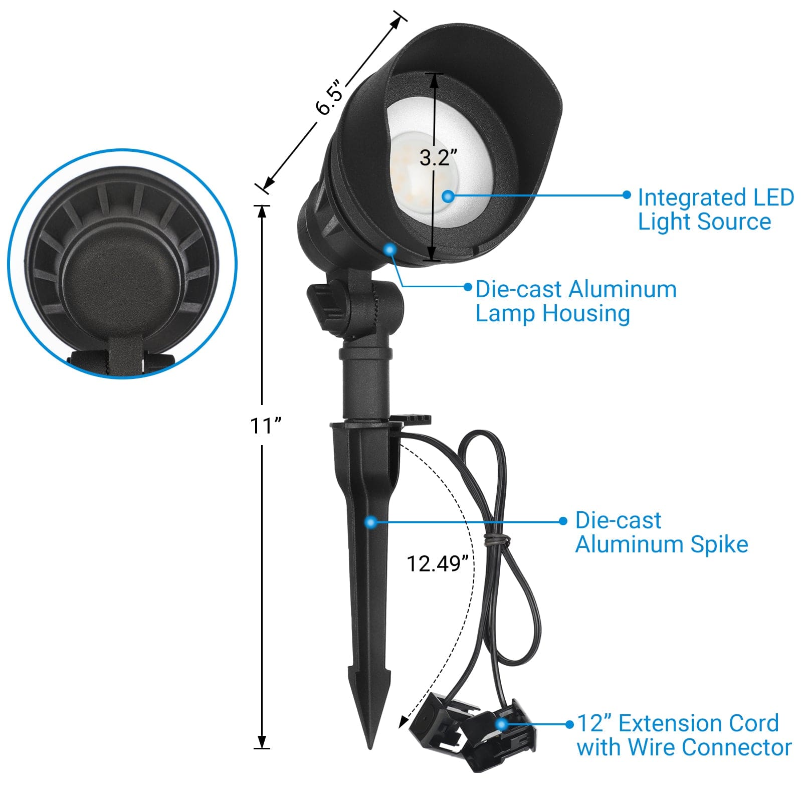 DEWENWILS AC/DC 12V Low Voltage Landscape Lights, 14W 540LM 3000K Low Voltage LED Spotlight, IP65 Waterproof Landscape Lighting for Yard, Driveway, Lawn (4 Pack)-HGSL05A