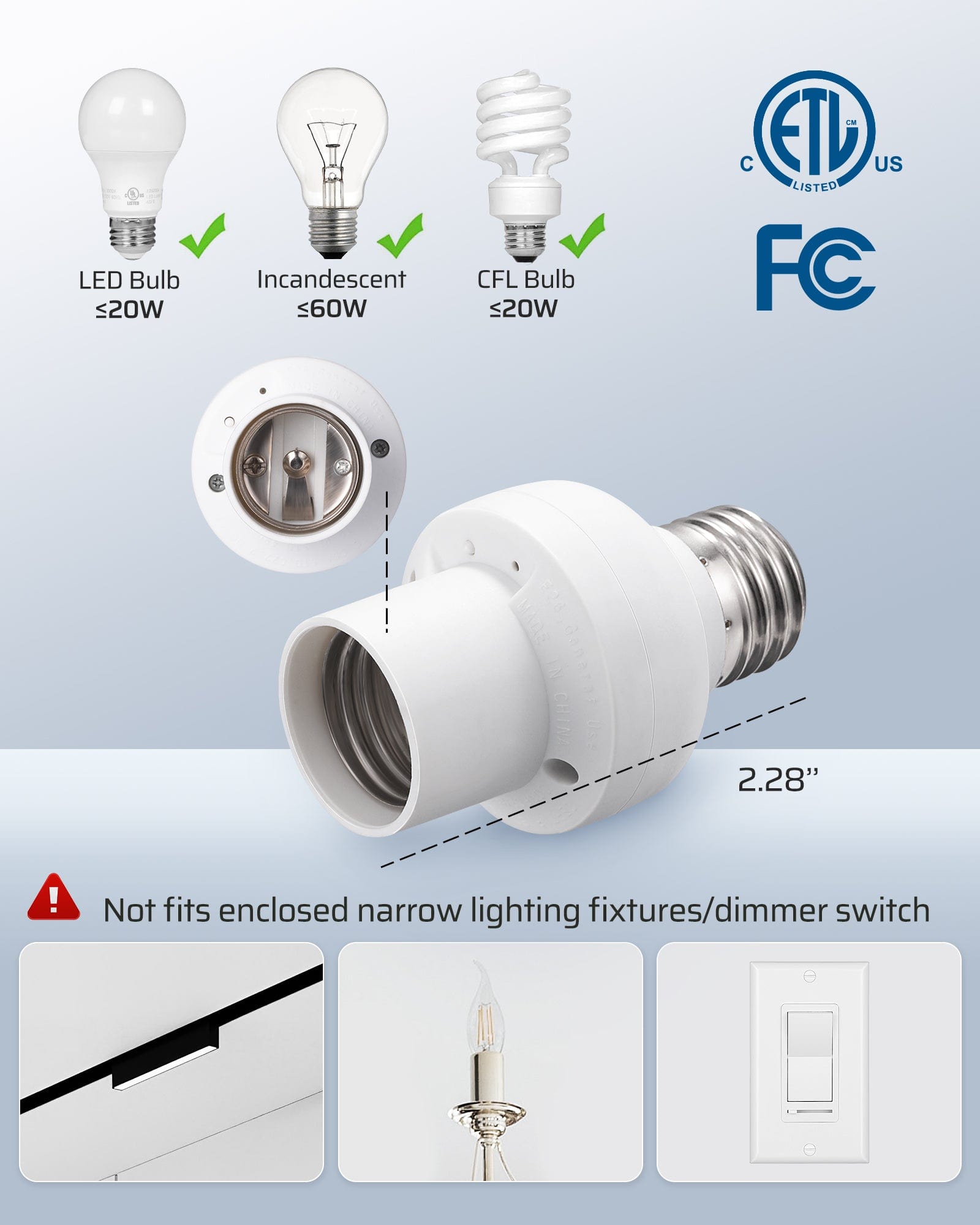 DEWENWILS Programmable Wireless Remote Control Light Bulb Socket (E26/E27) and Switch (1 Switch + 2 Sockets)--WSHRLS12B1