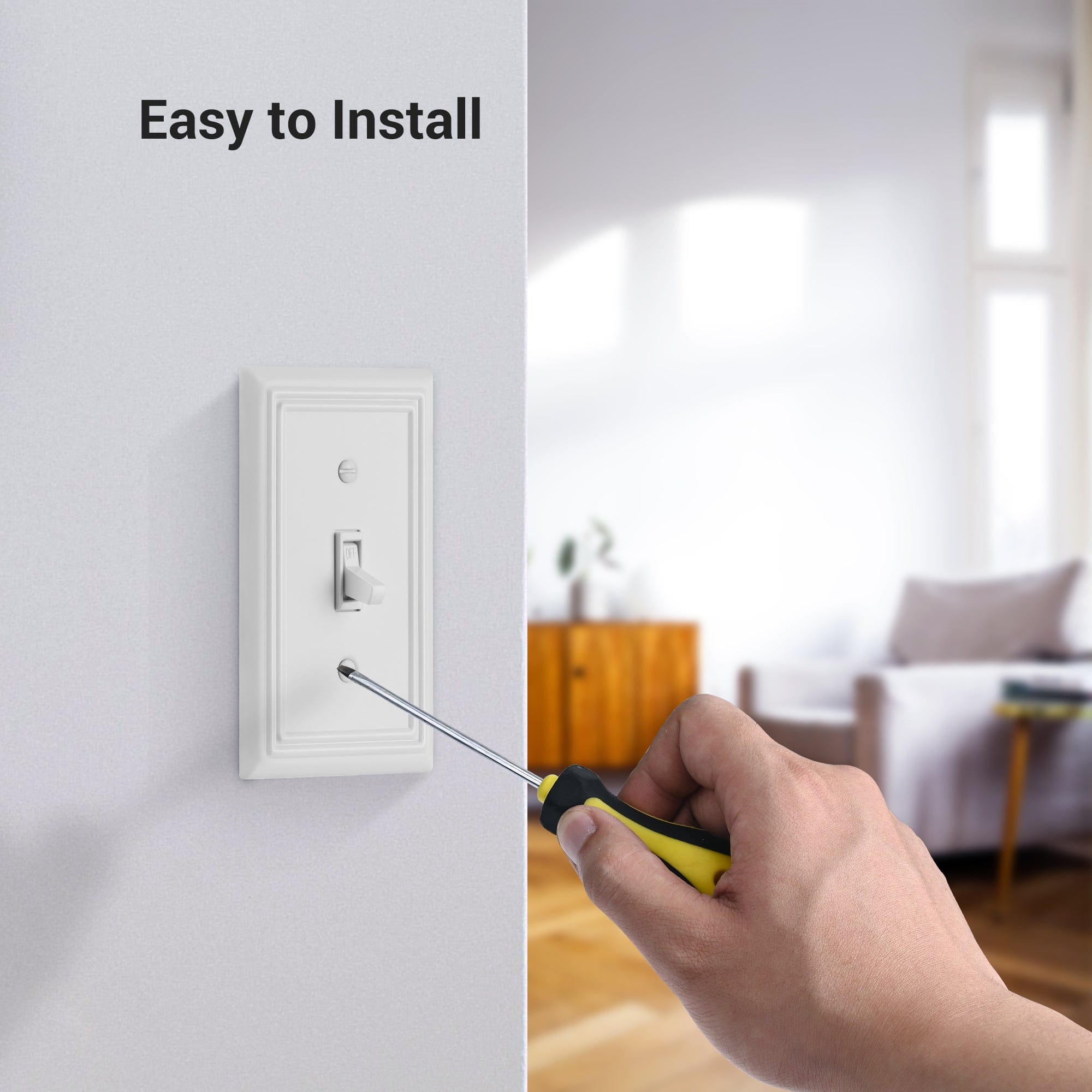 DEWENWILS 4-Pack Toggle Wallplate, Metal Light Switch Covers with White Finish, Heavy Duty Face Plates-HTWP14C