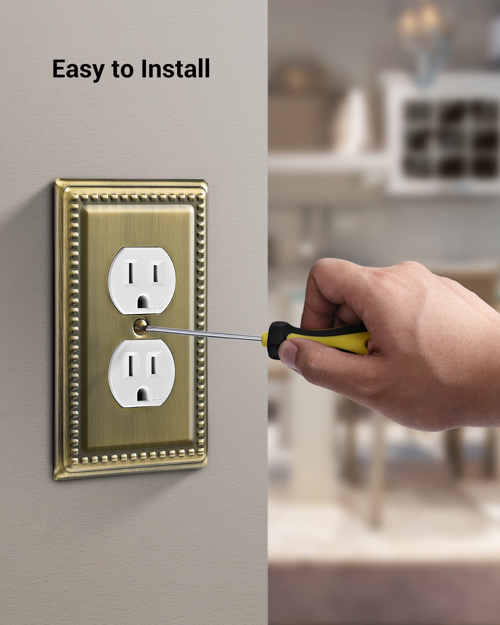 DEWENWILS 4-Pack Metal Duplex Wall Plates, Electrical Outlet Cover Plate, Antique Brass for Home Decor-HDWP03E