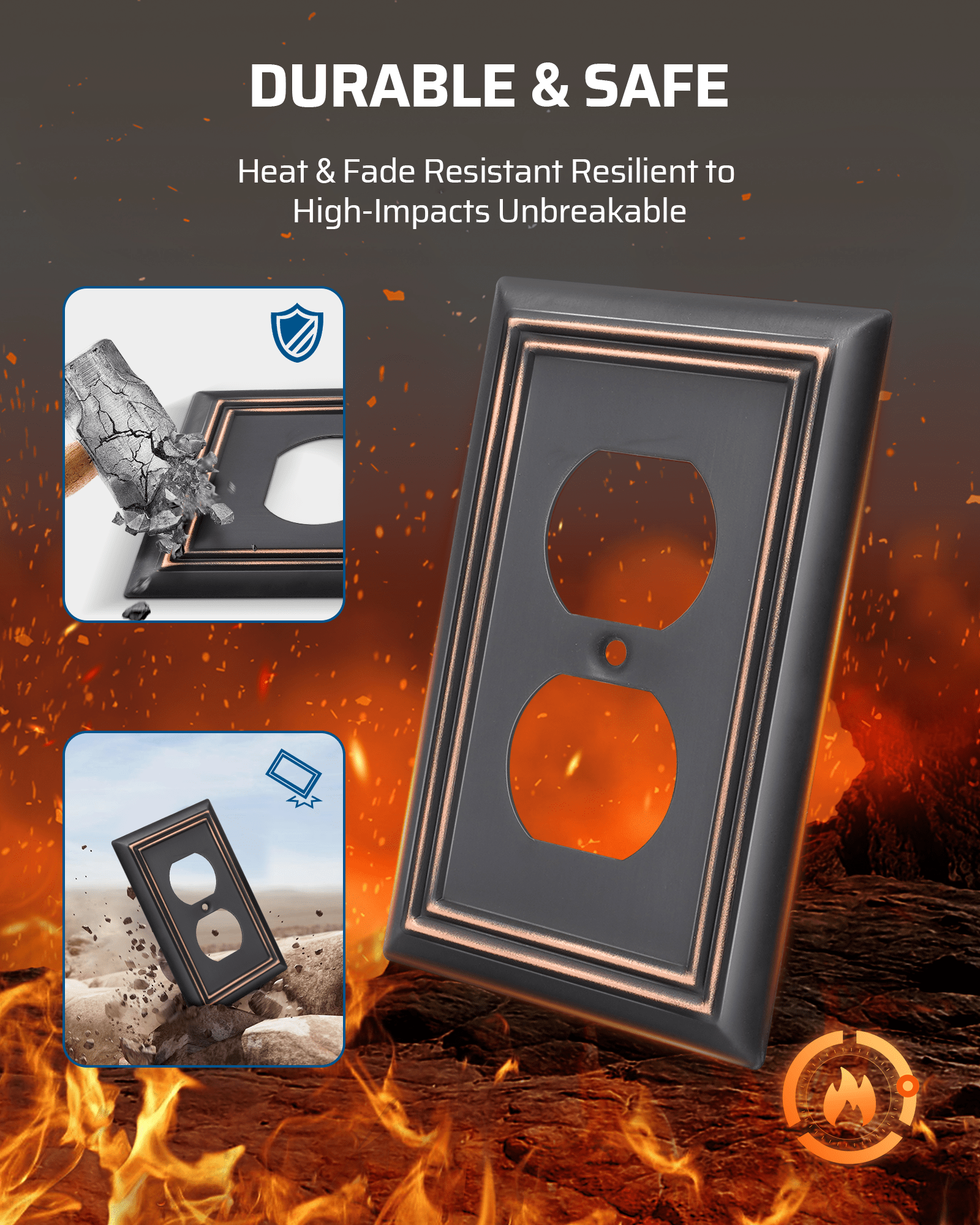 DEWENWILS Duplex Outlet Covers, Aged Bronze Outlet Wall Plates, 4.92" x 3.14" Light Switch Cover Plates, Metal Electrical Outlet Cover Plates, 2 Pack-HDWP12B