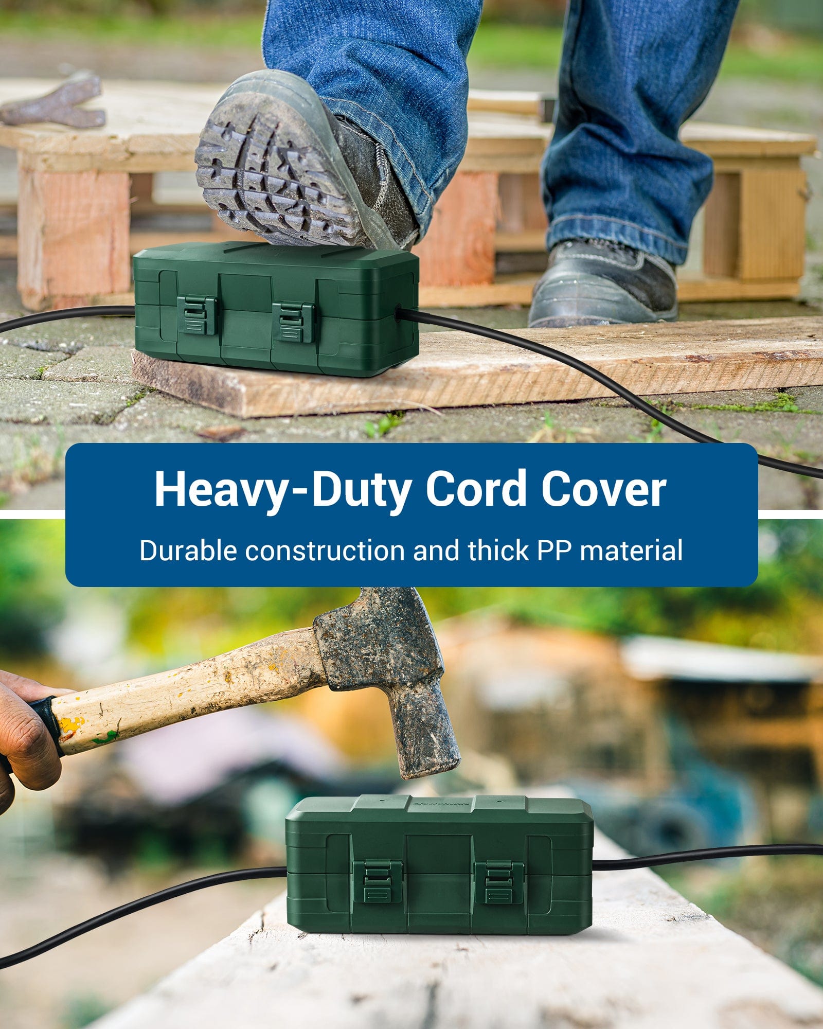 DEWENWILS Outdoor Extension Cord Cover, Weatherproof Connection Box with PP Material, Waterproof Electrical Cord Protector (3 Pack)-HCSS03G